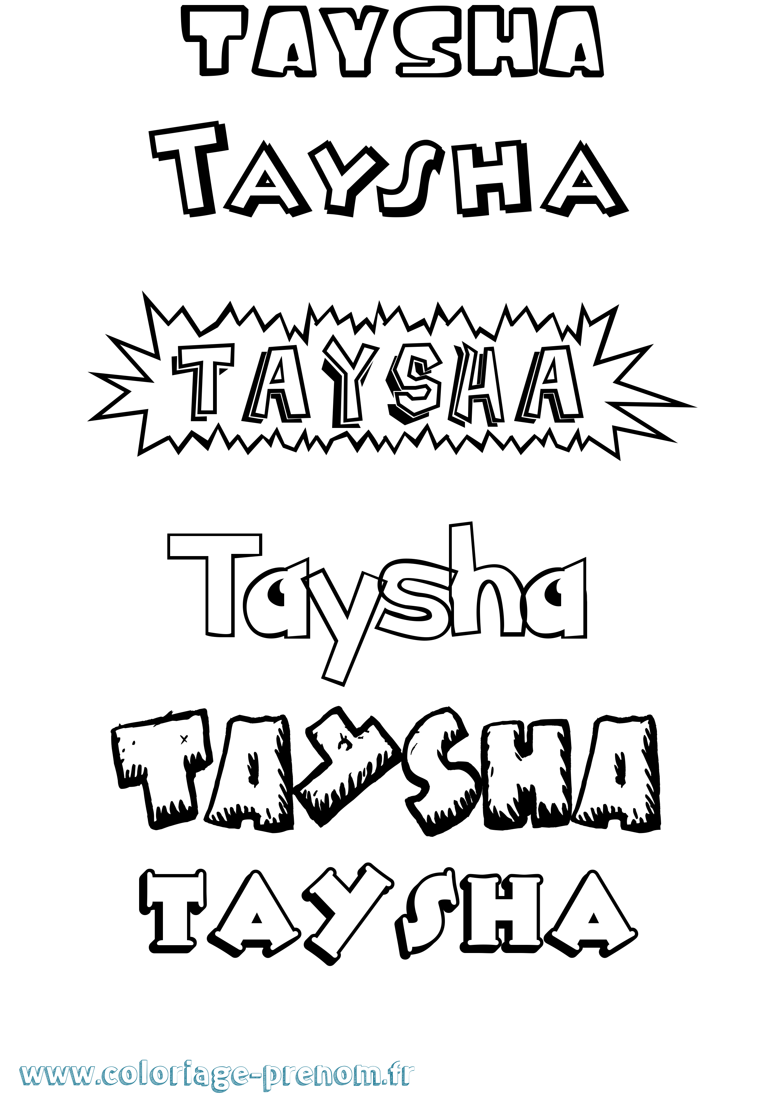 Coloriage prénom Taysha Dessin Animé