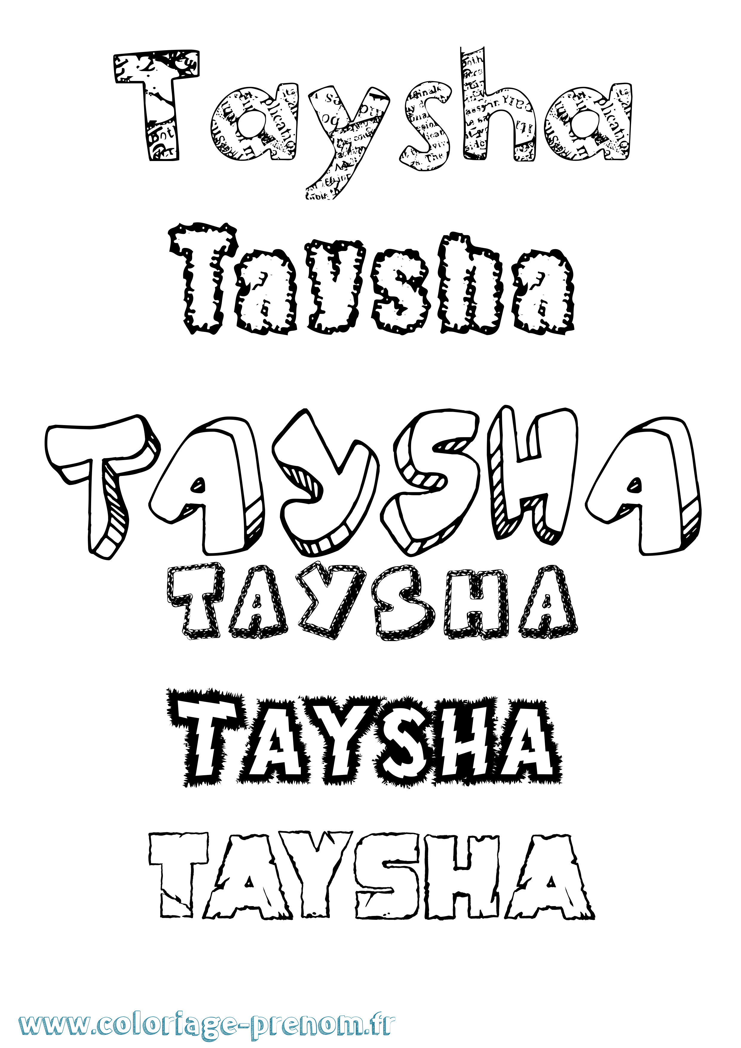 Coloriage Taysha Destructuré Coloriage prénom Taysha Destructuré