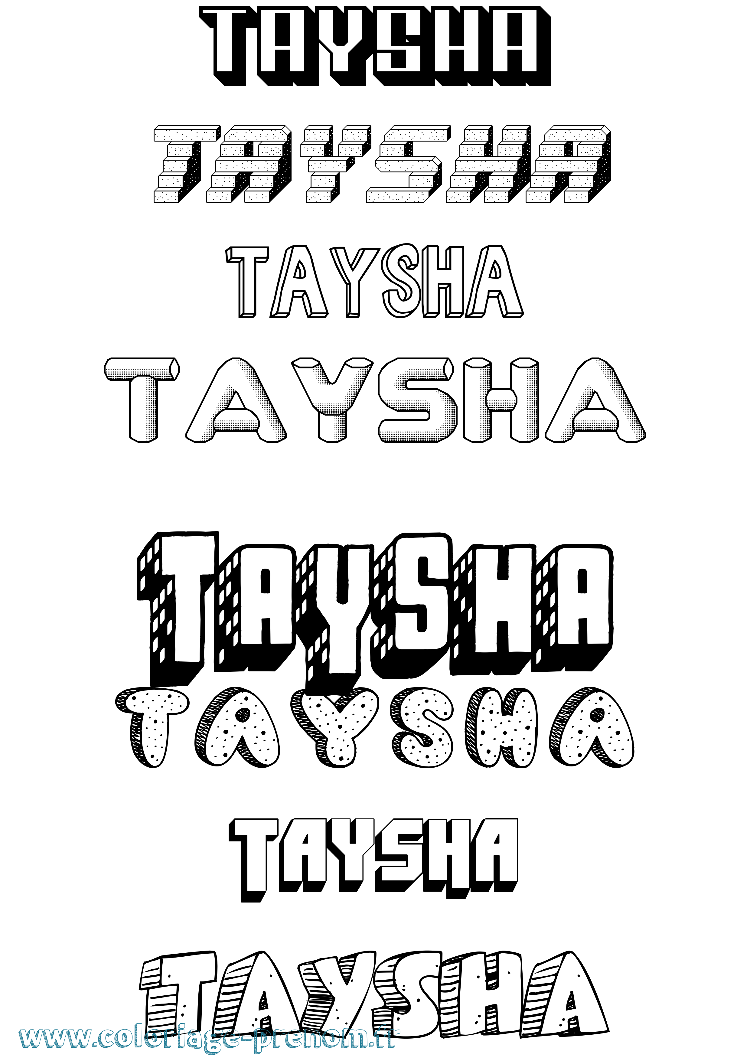 Coloriage Taysha Effet 3D Coloriage prénom Taysha Effet 3D