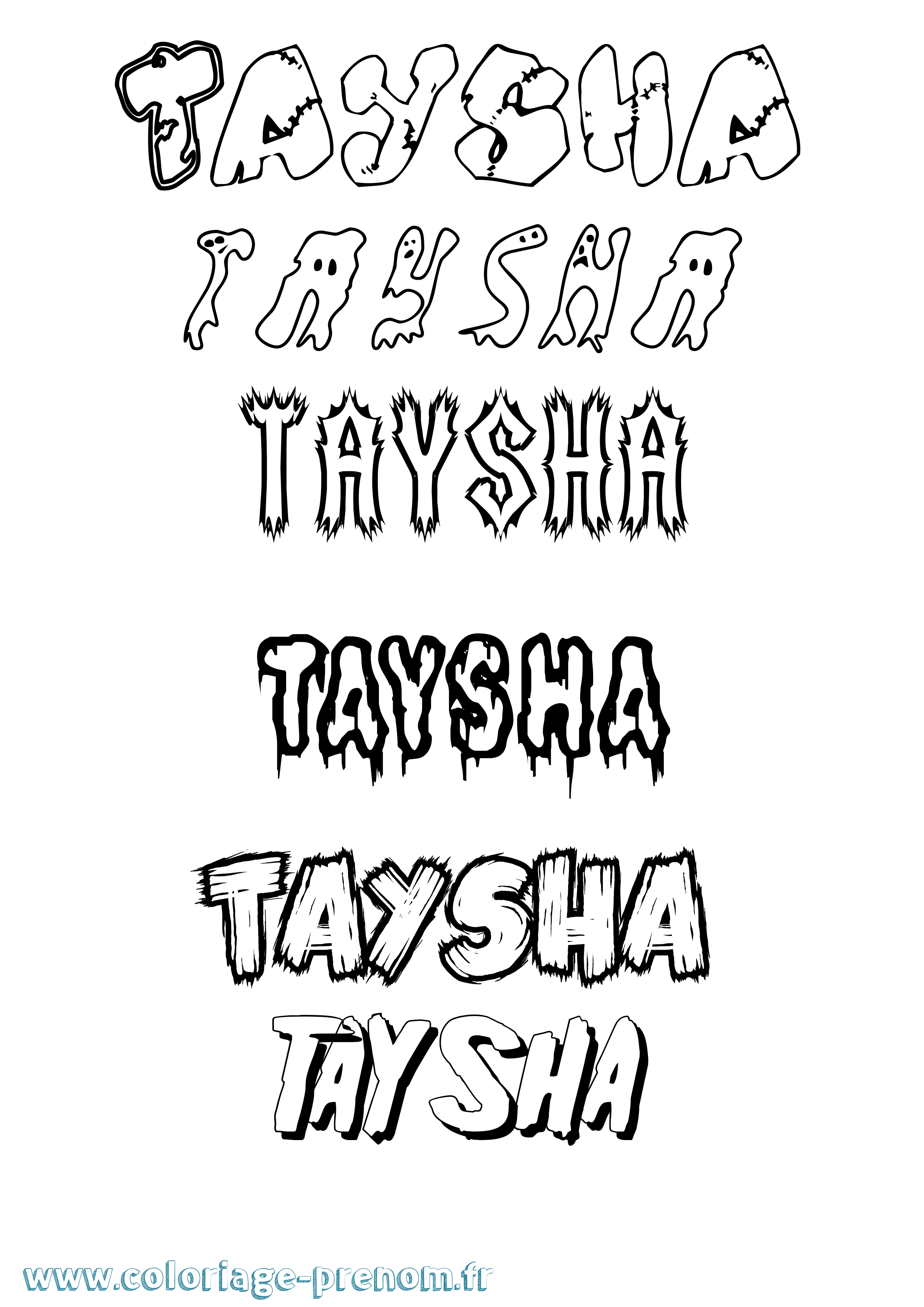 Coloriage prénom Taysha Frisson