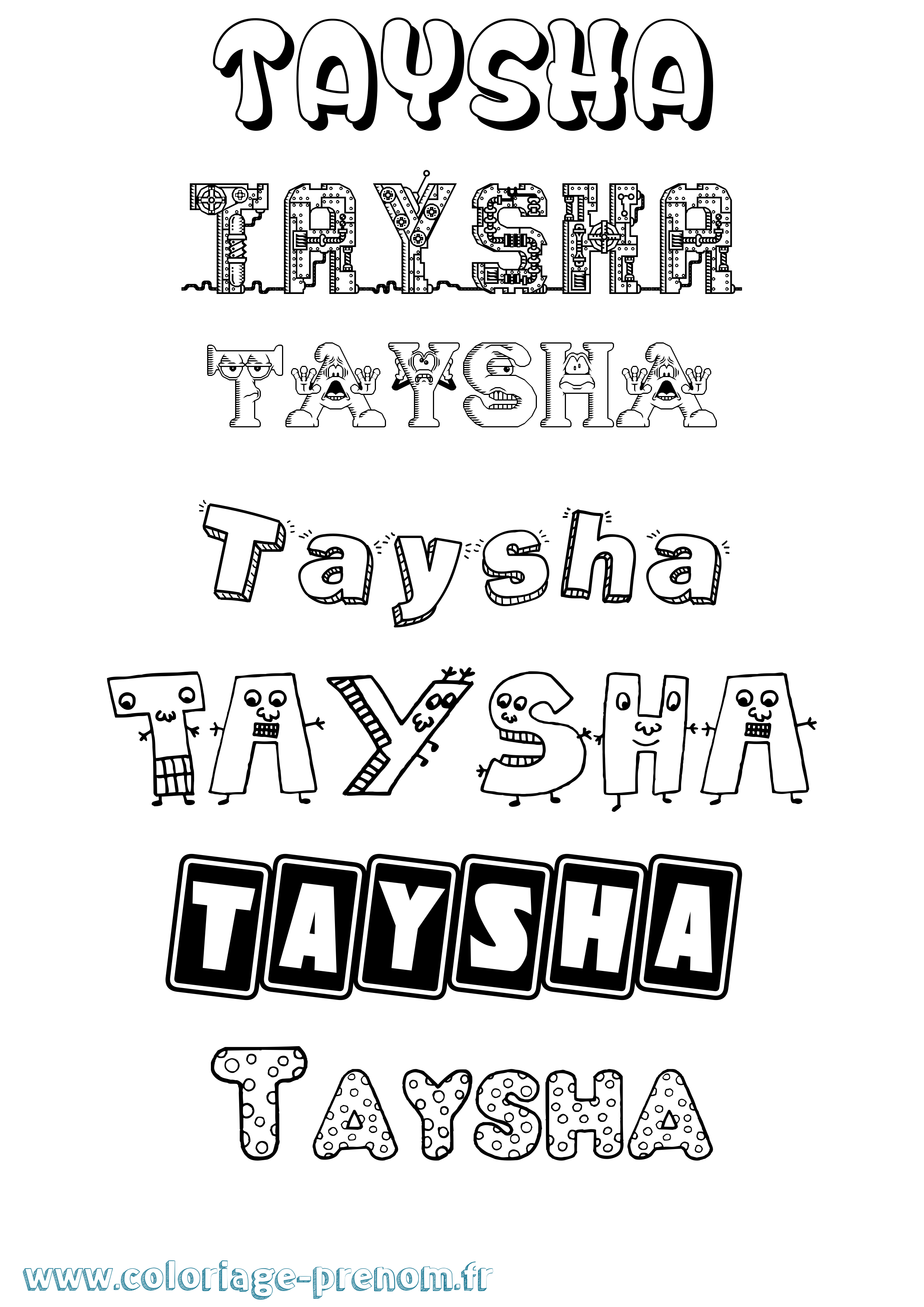 Coloriage prénom Taysha Fun