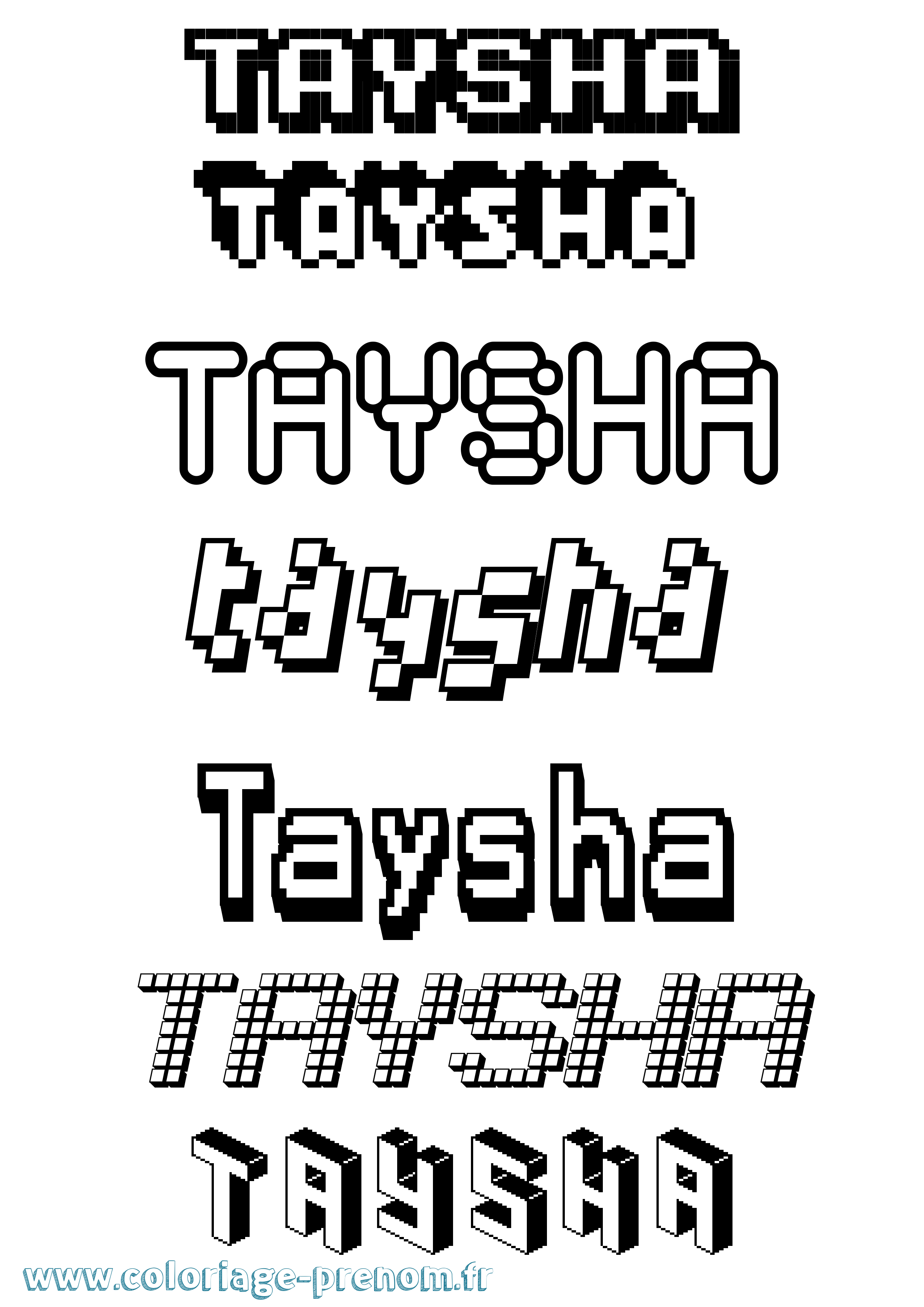 Coloriage prénom Taysha Pixel