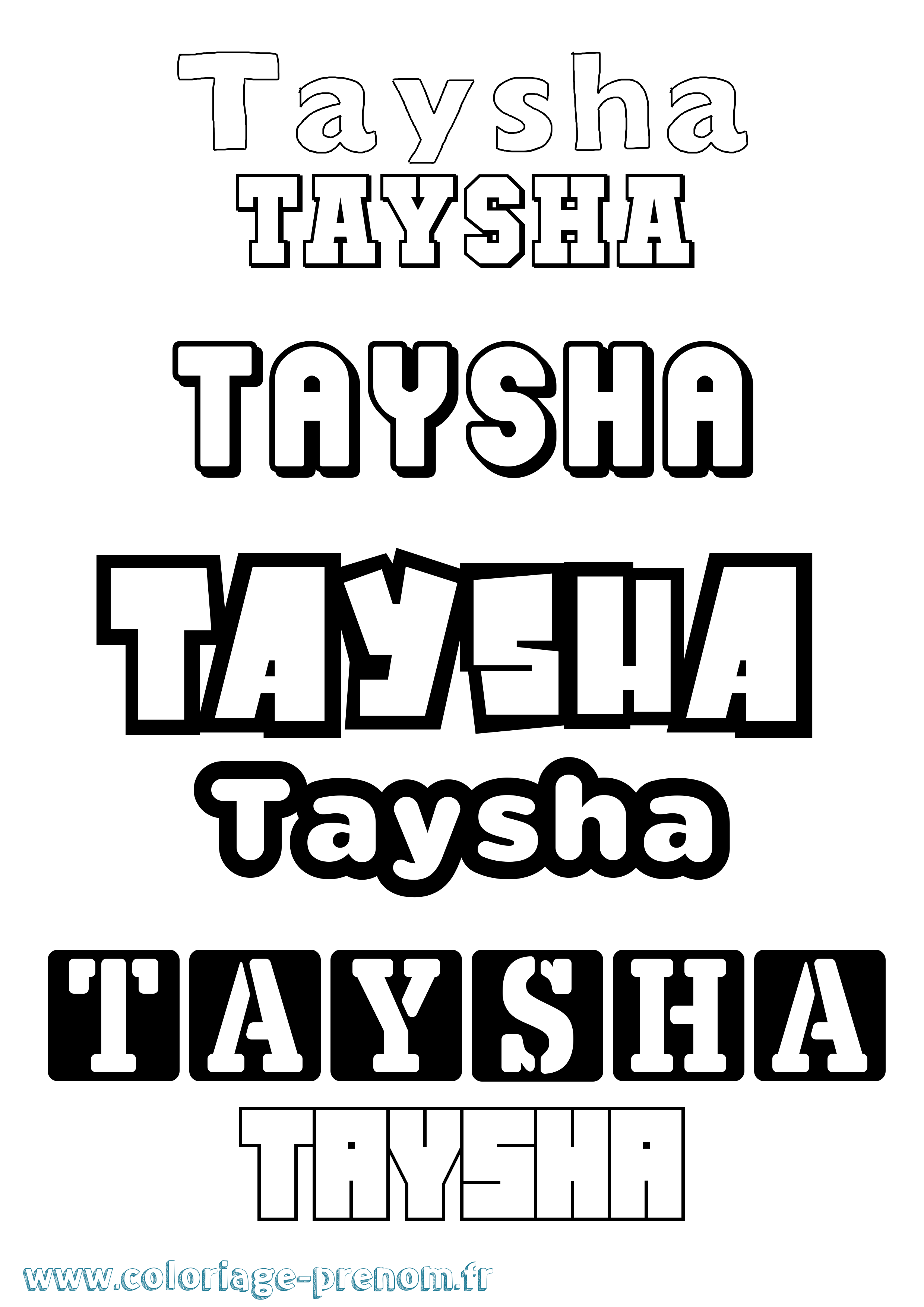 Coloriage prénom Taysha Simple