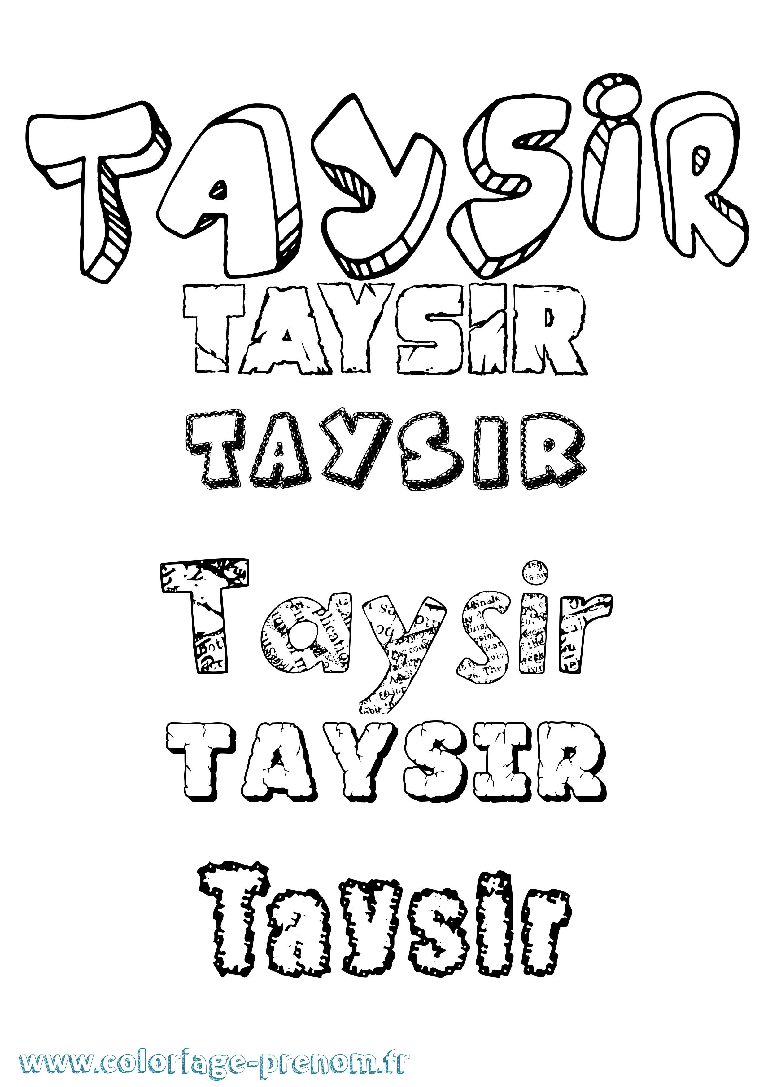 Coloriage prénom Taysir Destructuré