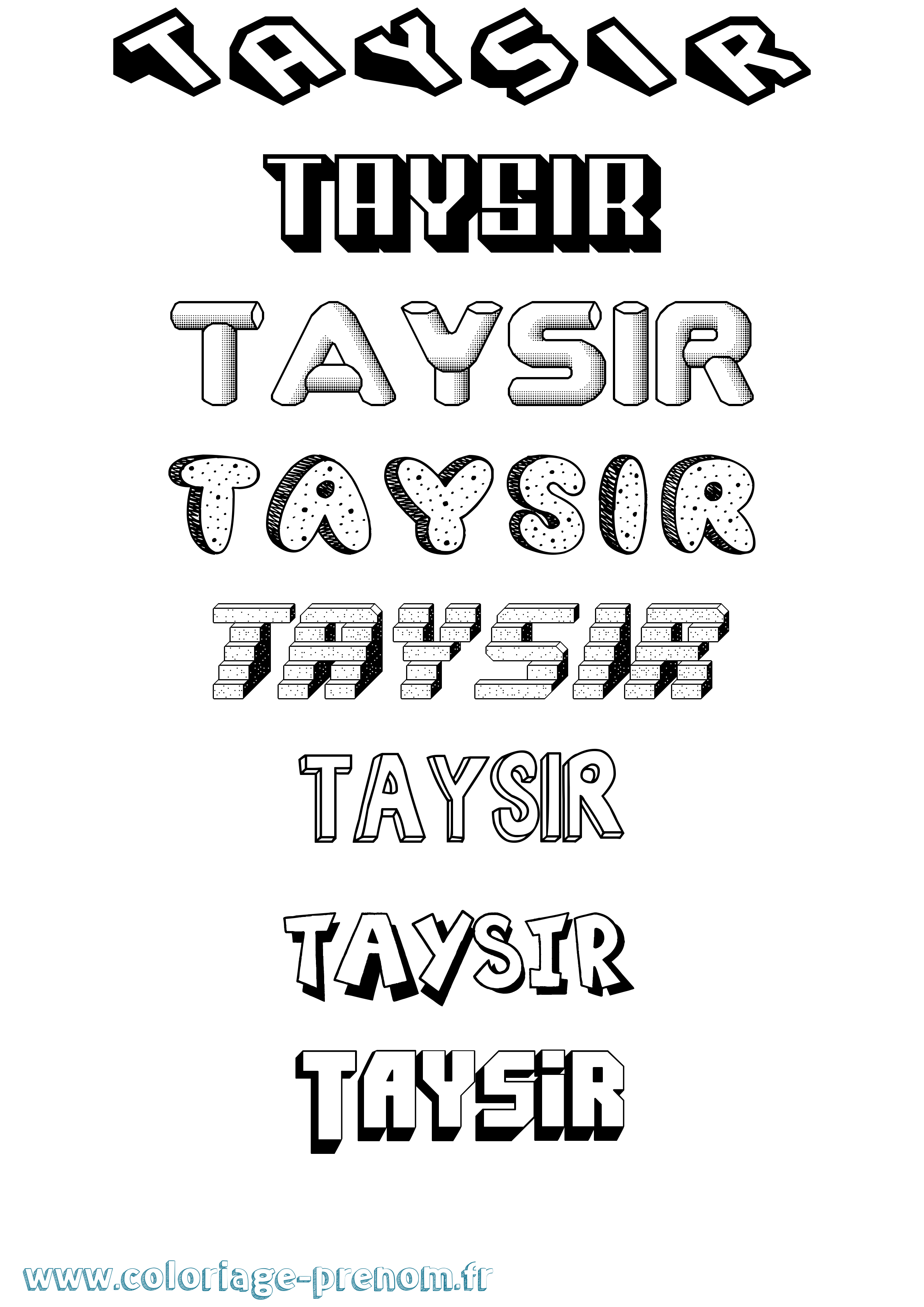 Coloriage prénom Taysir Effet 3D