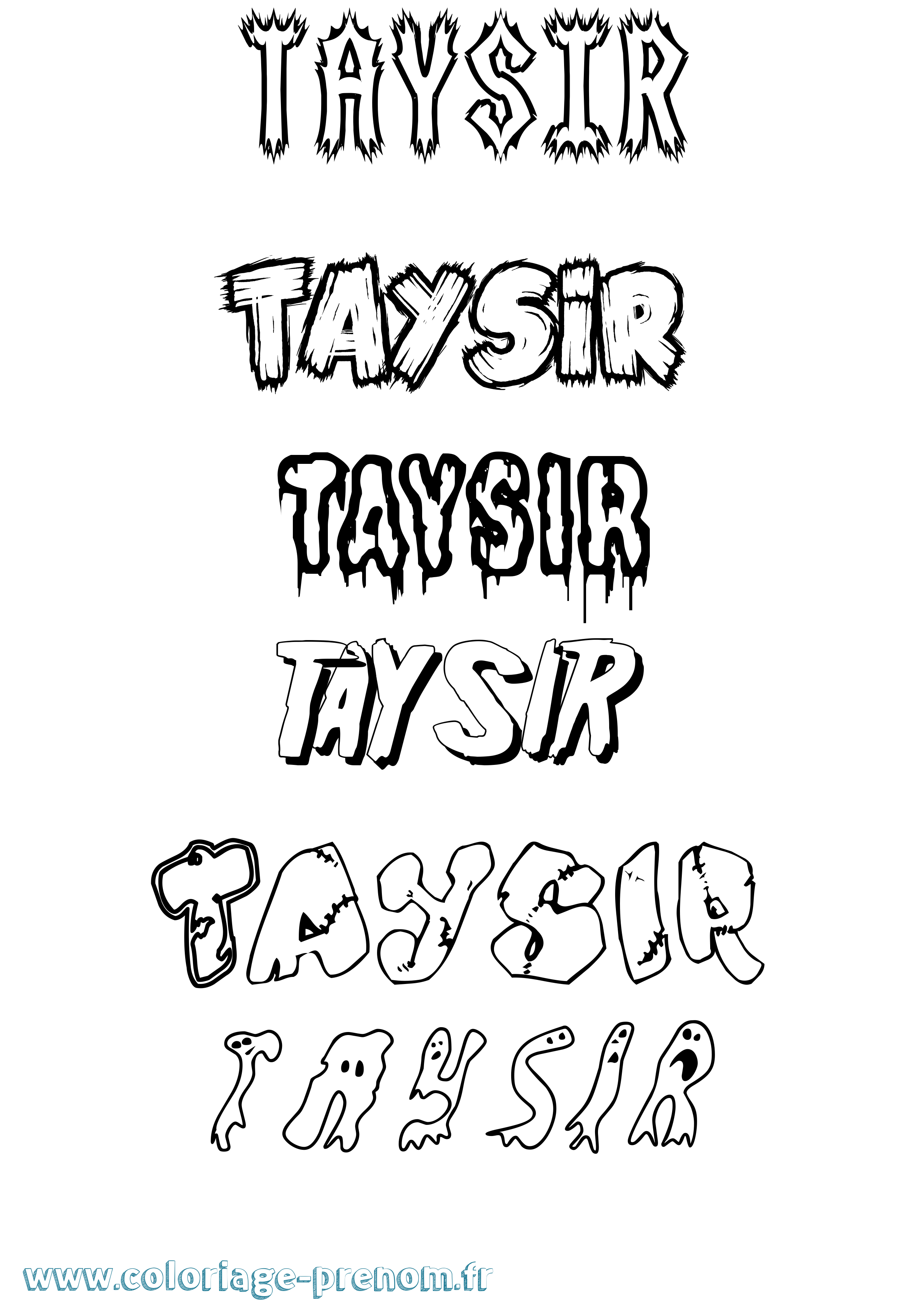 Coloriage prénom Taysir Frisson