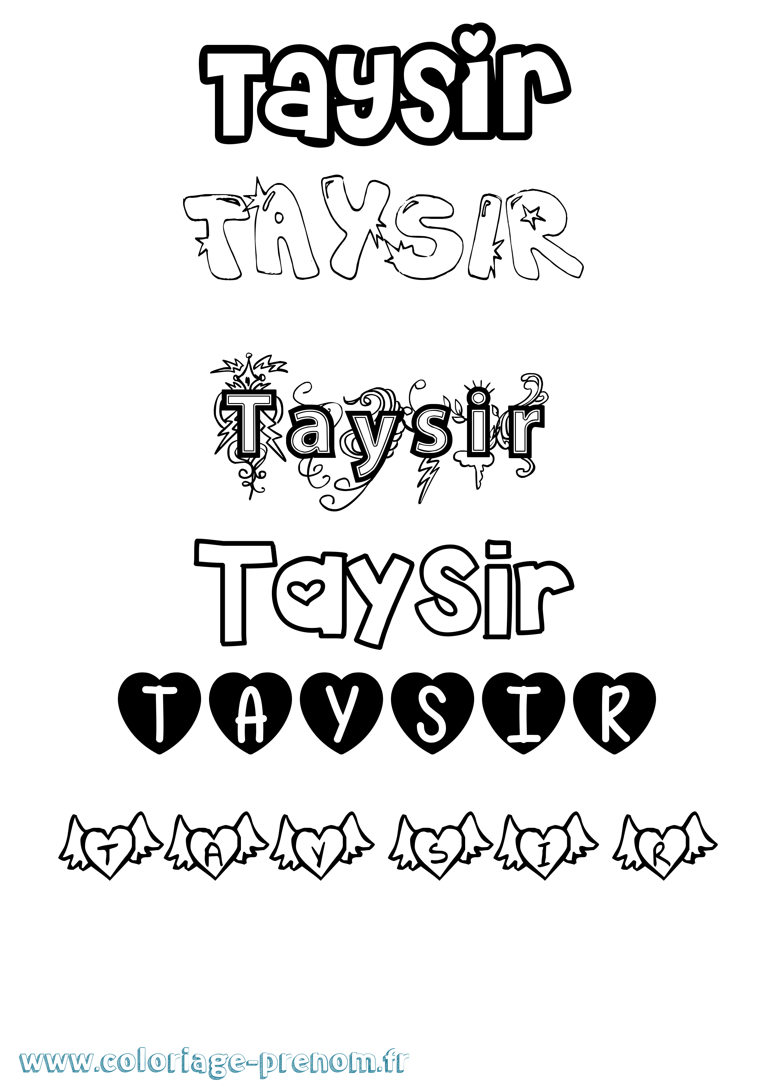 Coloriage prénom Taysir Girly