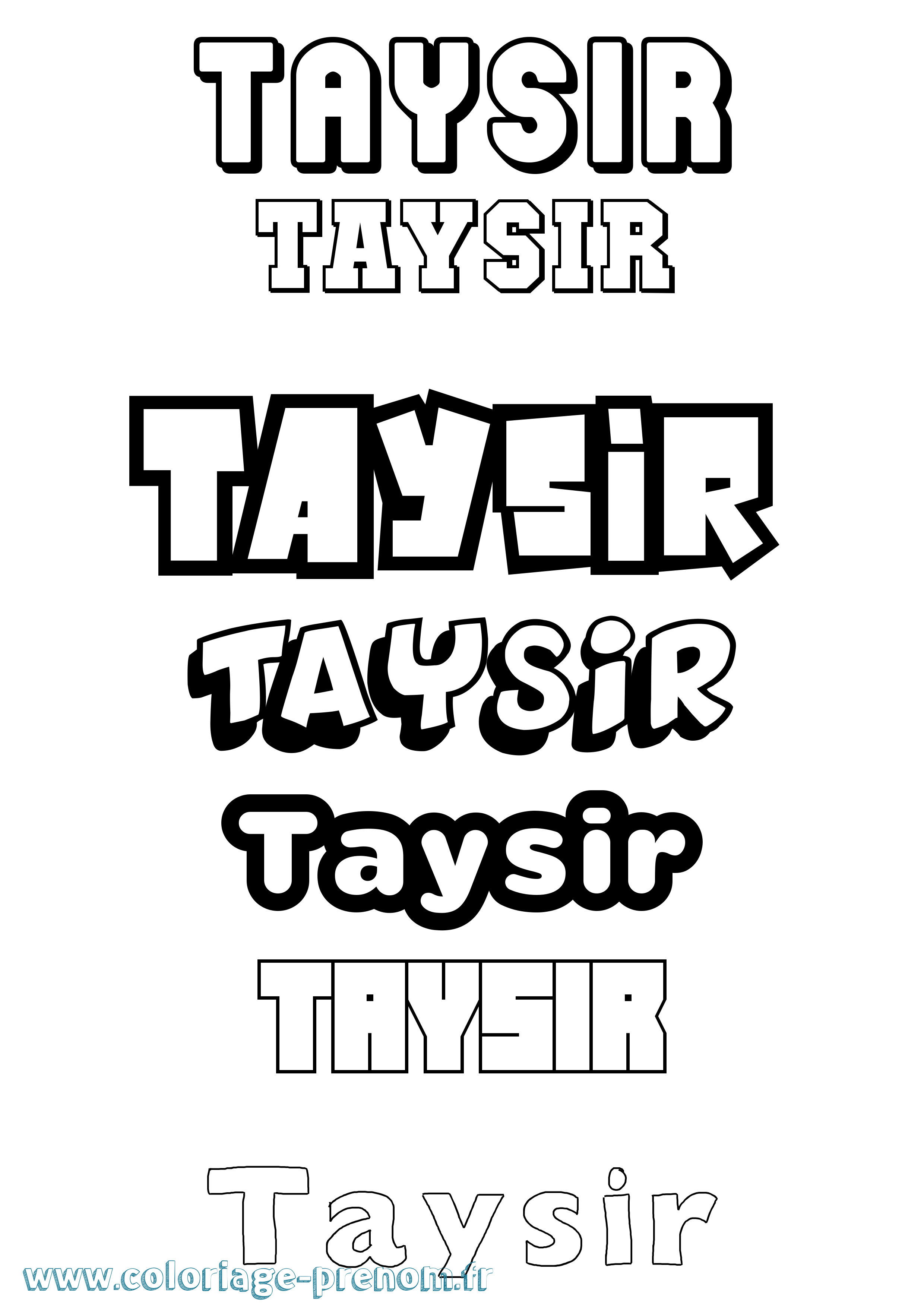 Coloriage prénom Taysir Simple