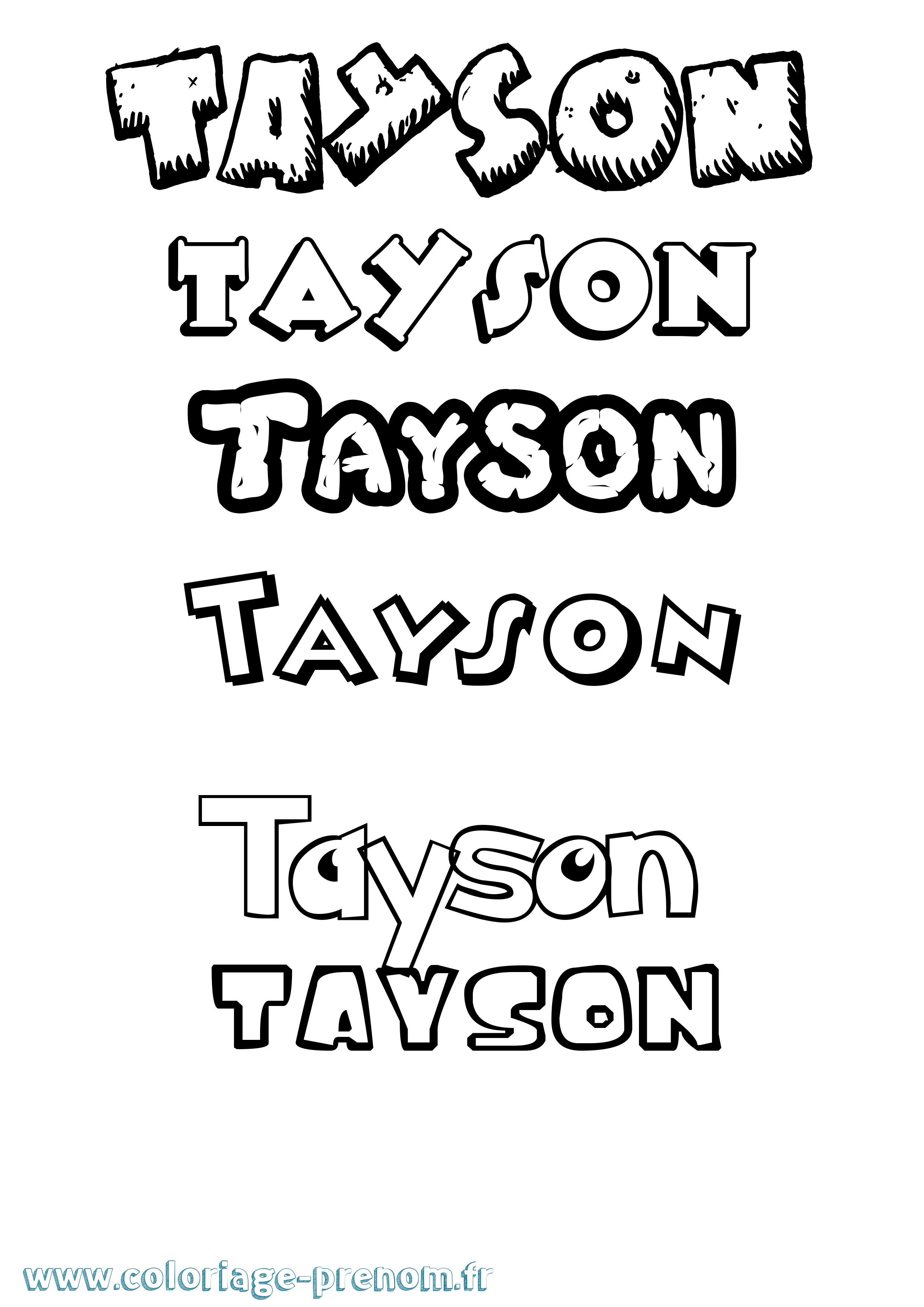 Coloriage prénom Tayson Dessin Animé