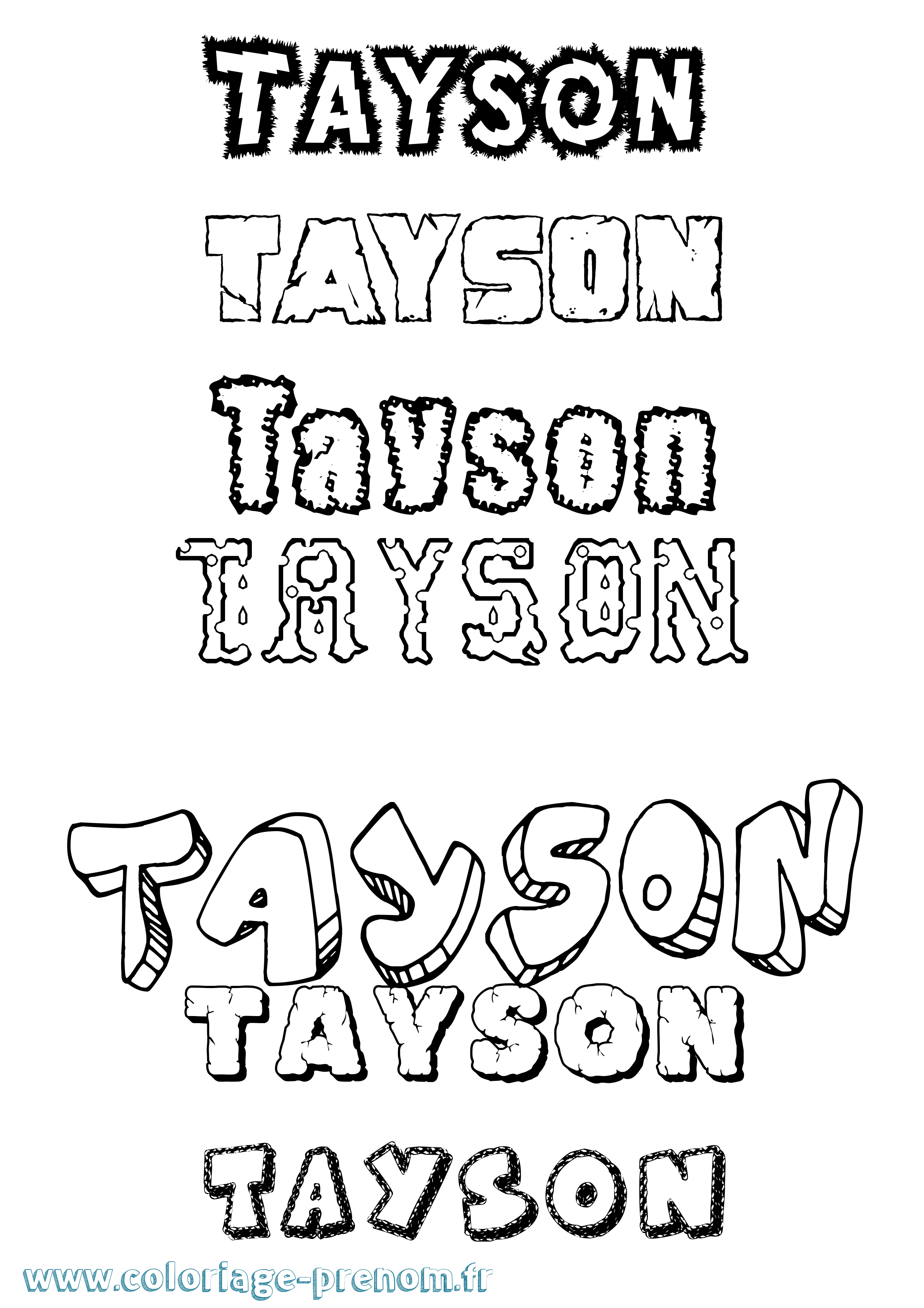 Coloriage prénom Tayson Destructuré