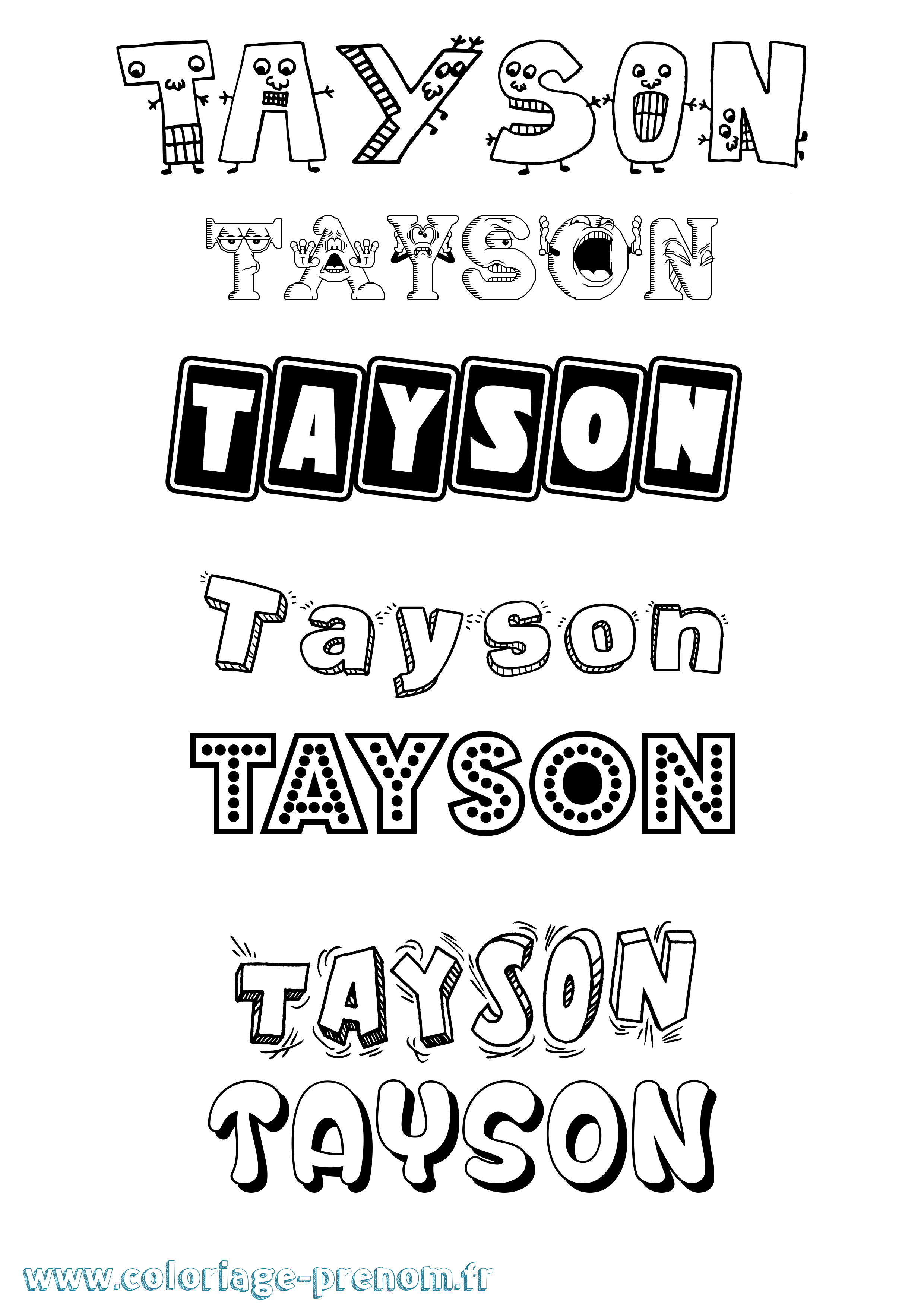 Coloriage prénom Tayson Fun