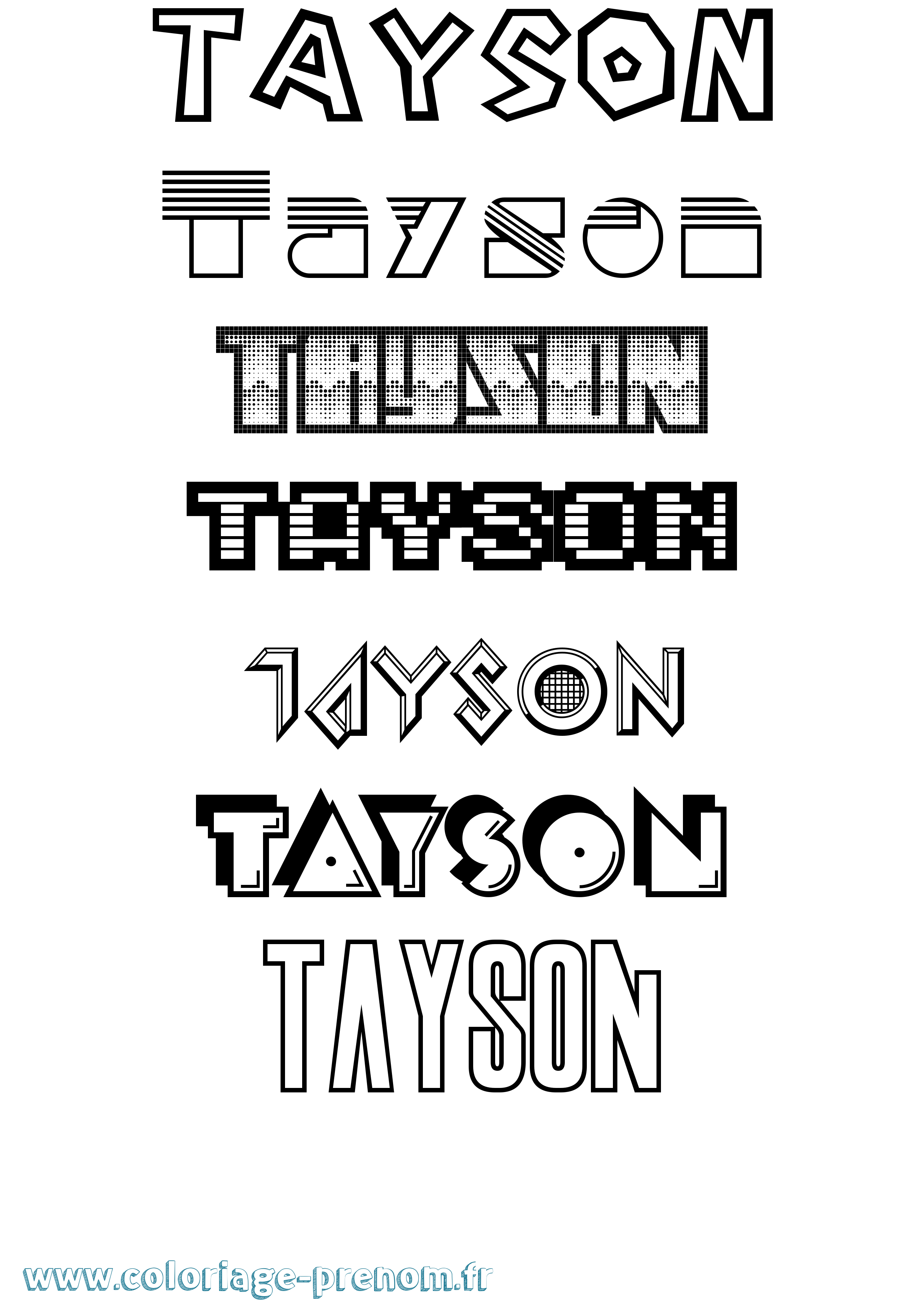 Coloriage prénom Tayson Jeux Vidéos