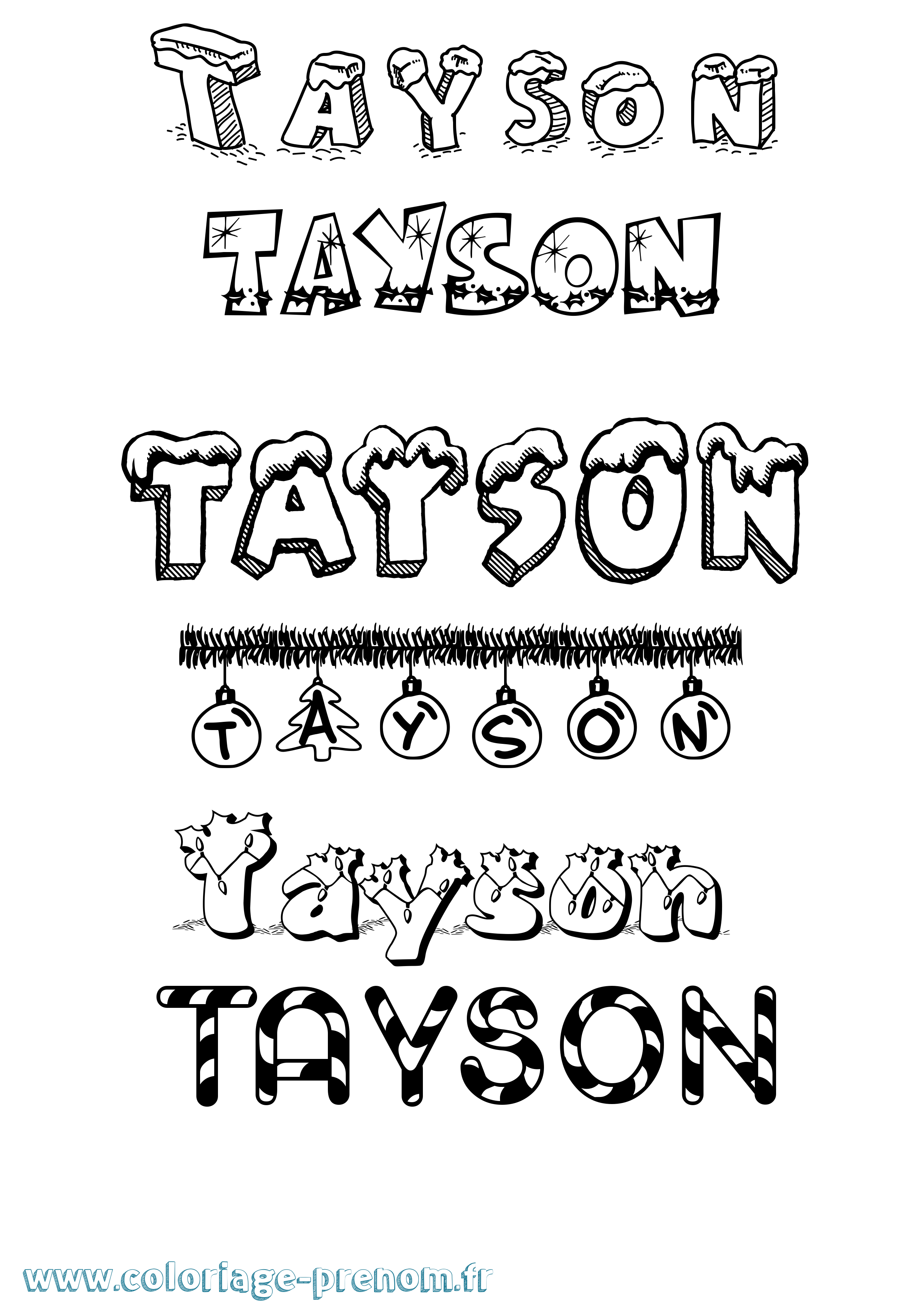 Coloriage prénom Tayson Noël