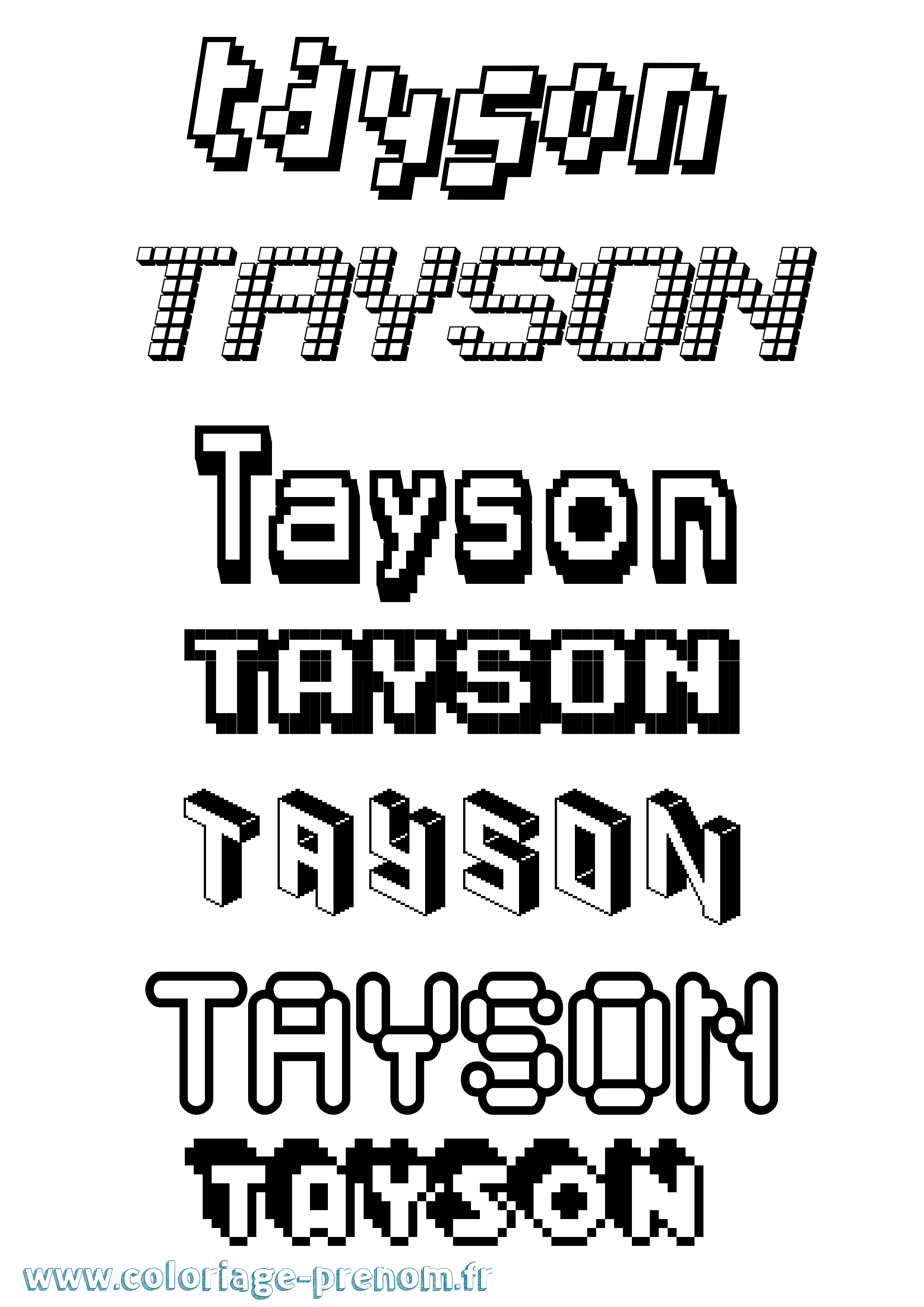 Coloriage prénom Tayson Pixel
