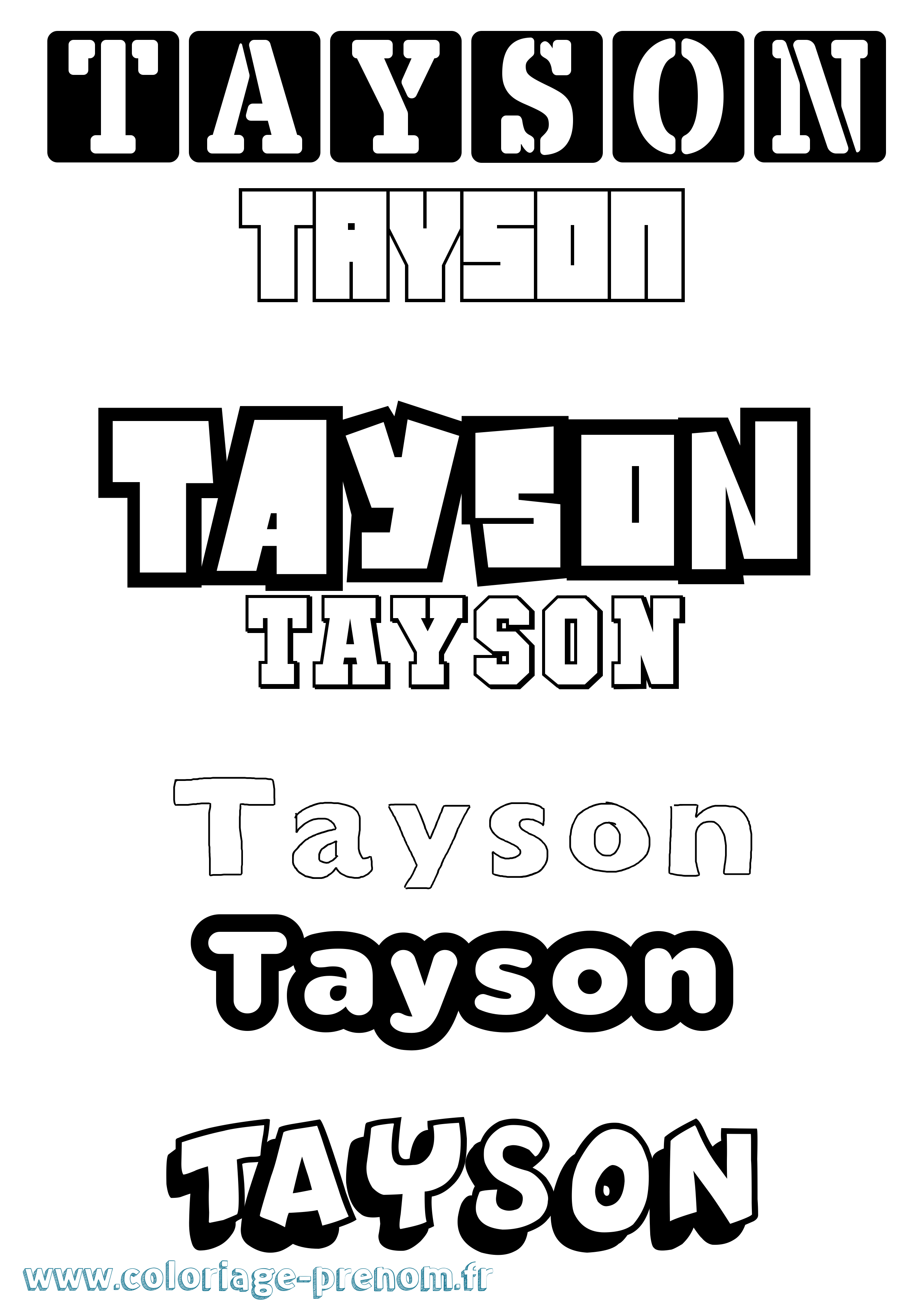 Coloriage prénom Tayson Simple