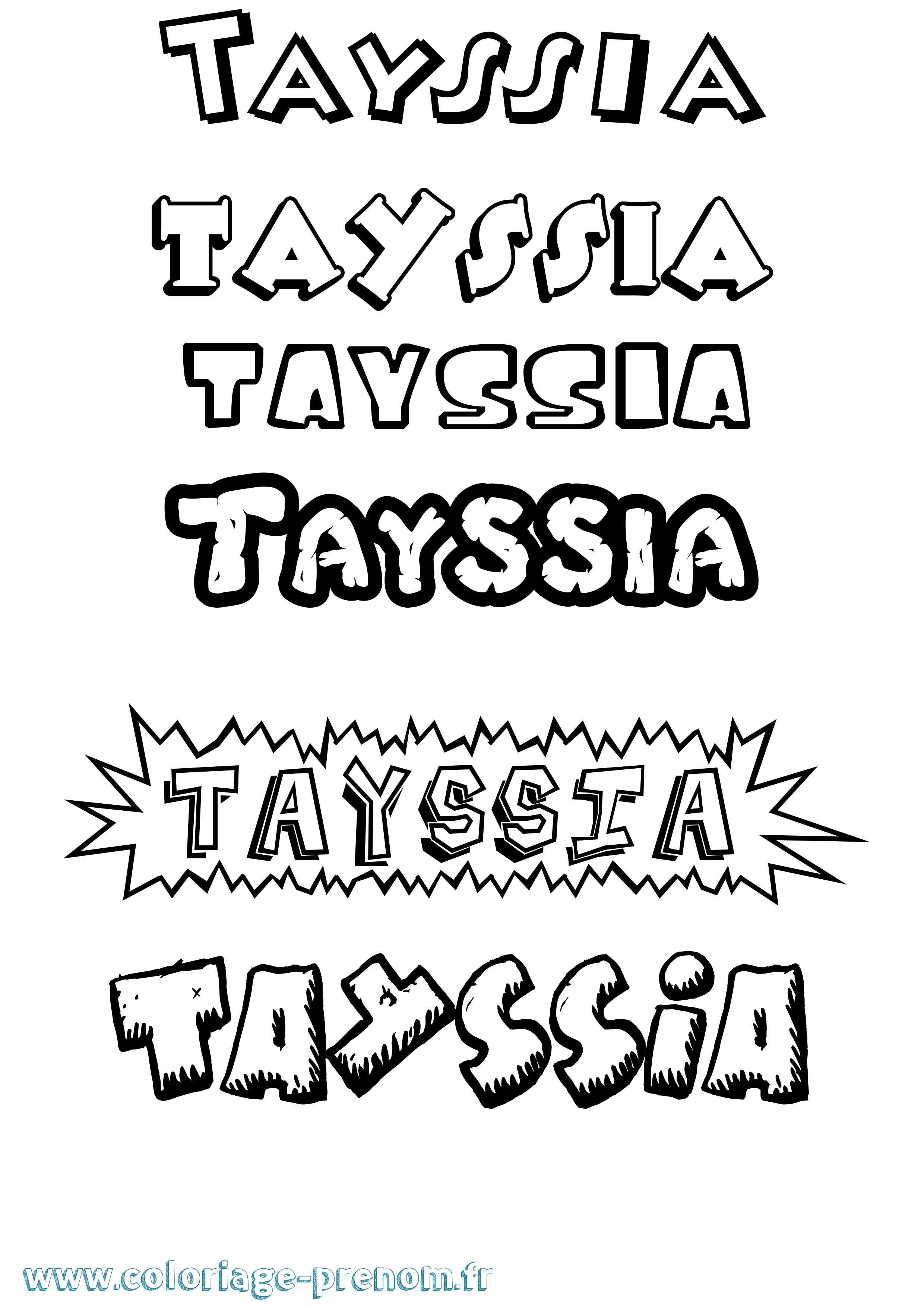 Coloriage prénom Tayssia Dessin Animé