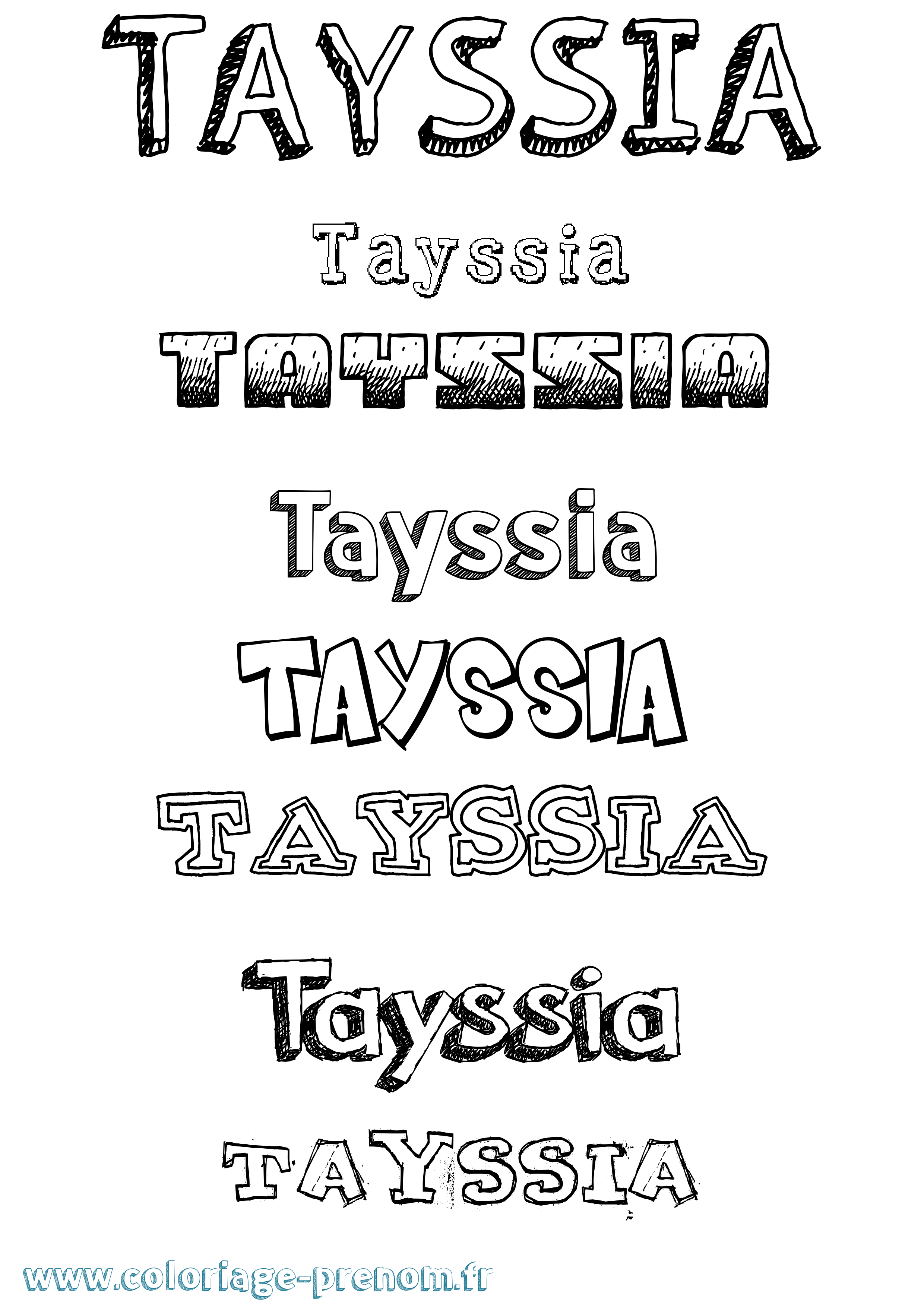 Coloriage prénom Tayssia Dessiné