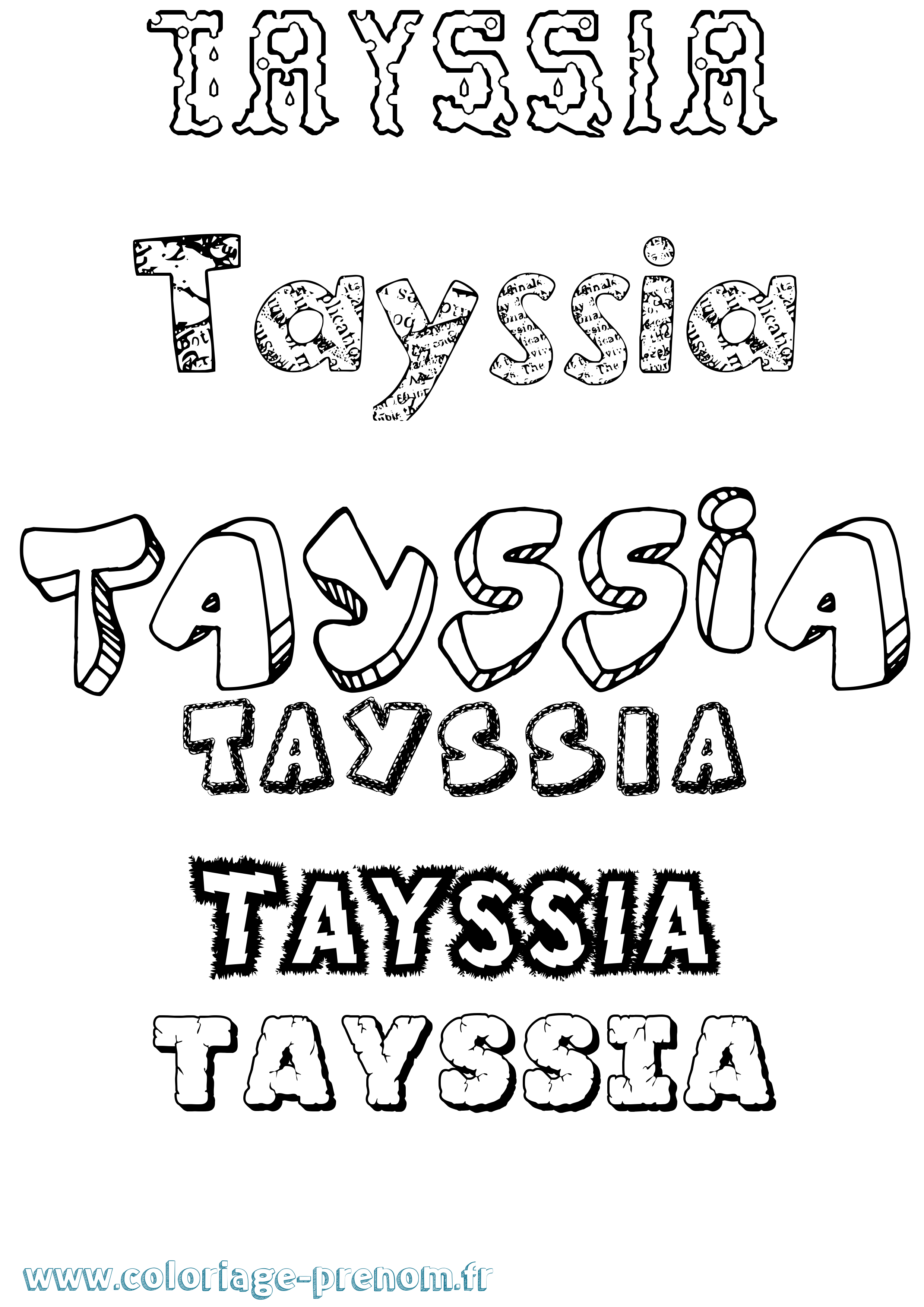 Coloriage prénom Tayssia Destructuré
