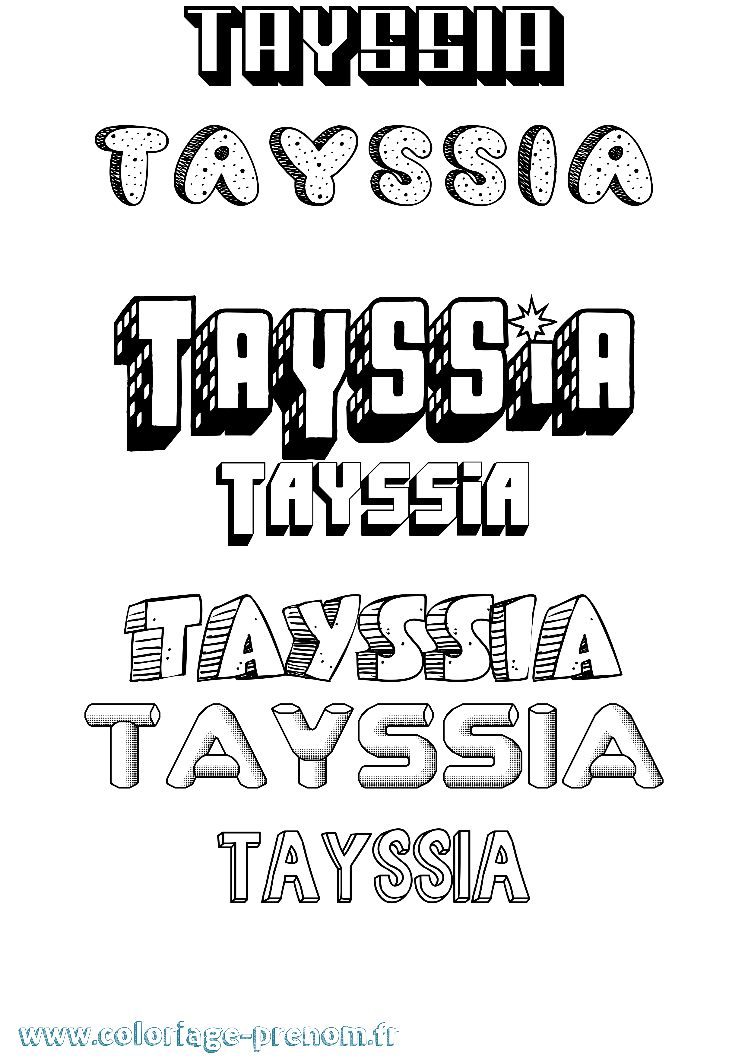 Coloriage prénom Tayssia Effet 3D