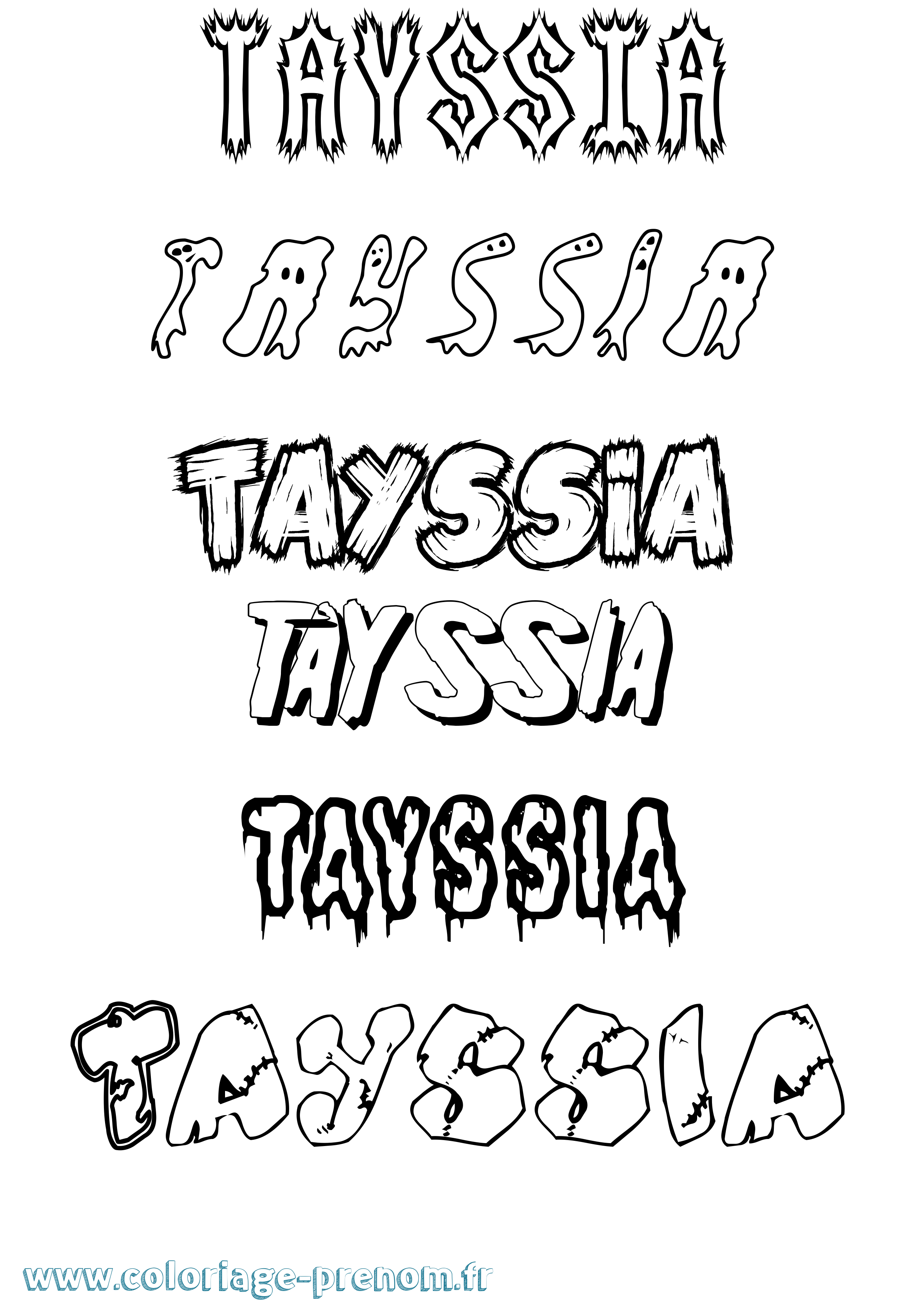 Coloriage prénom Tayssia Frisson