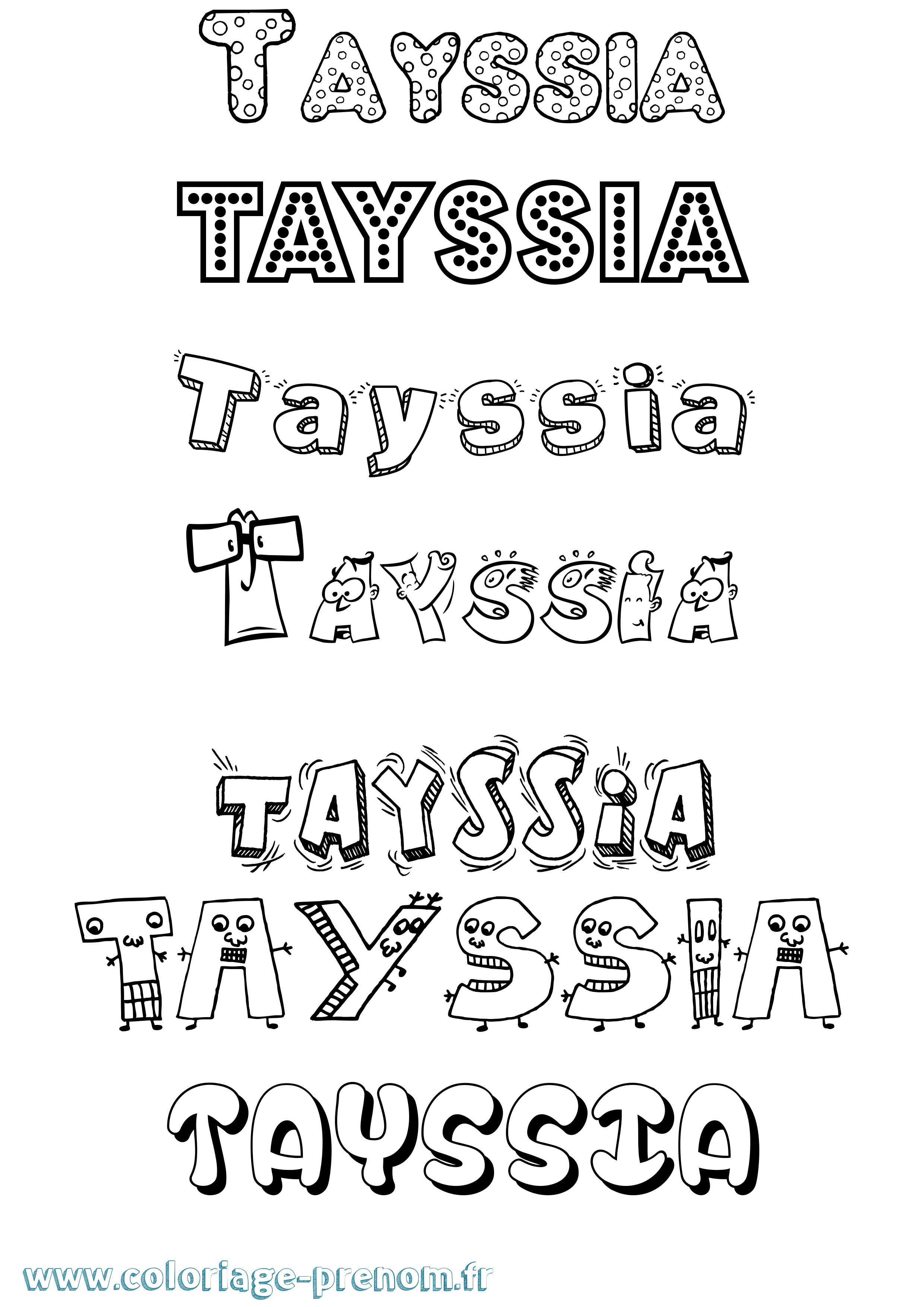 Coloriage prénom Tayssia Fun