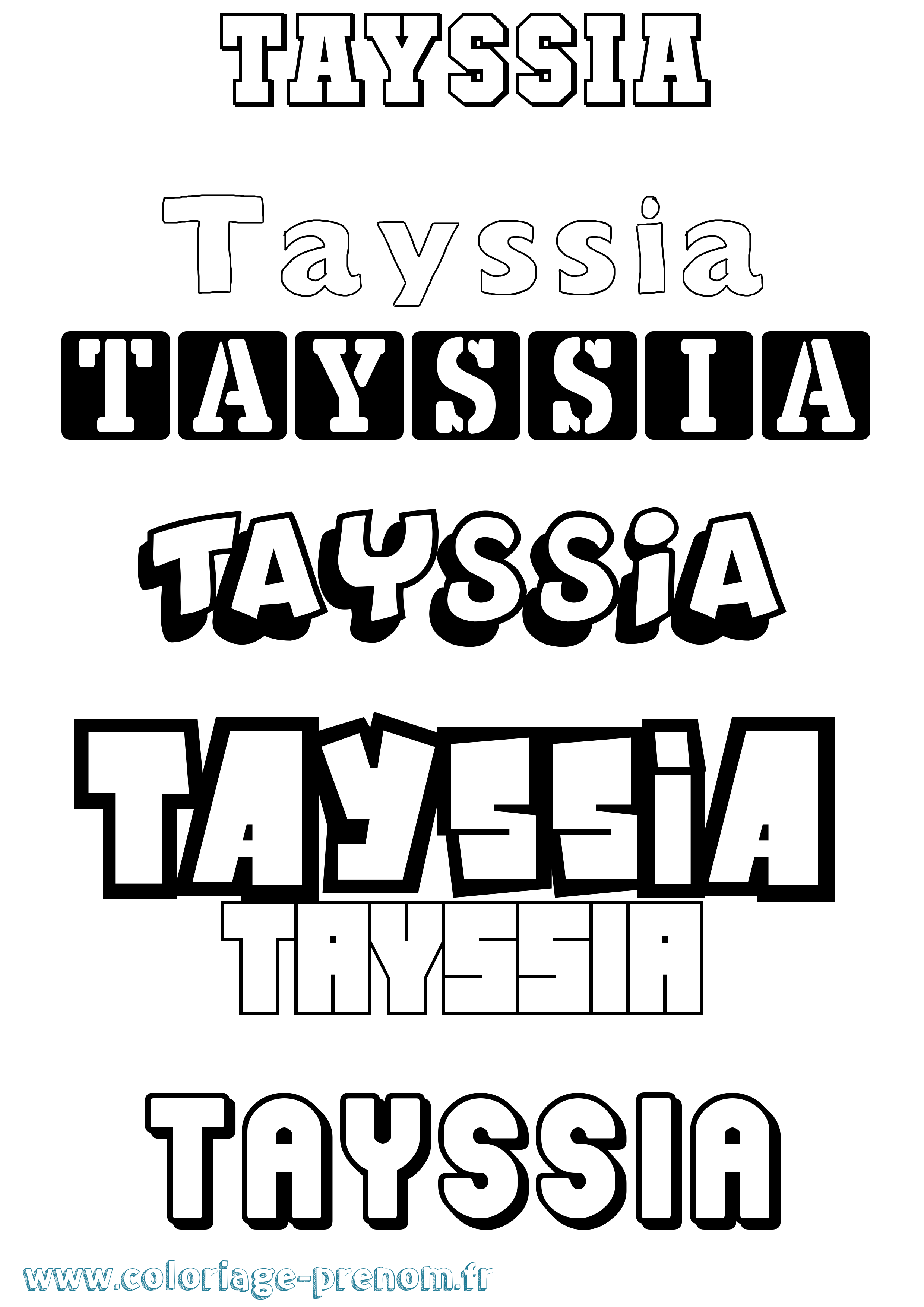 Coloriage prénom Tayssia Simple