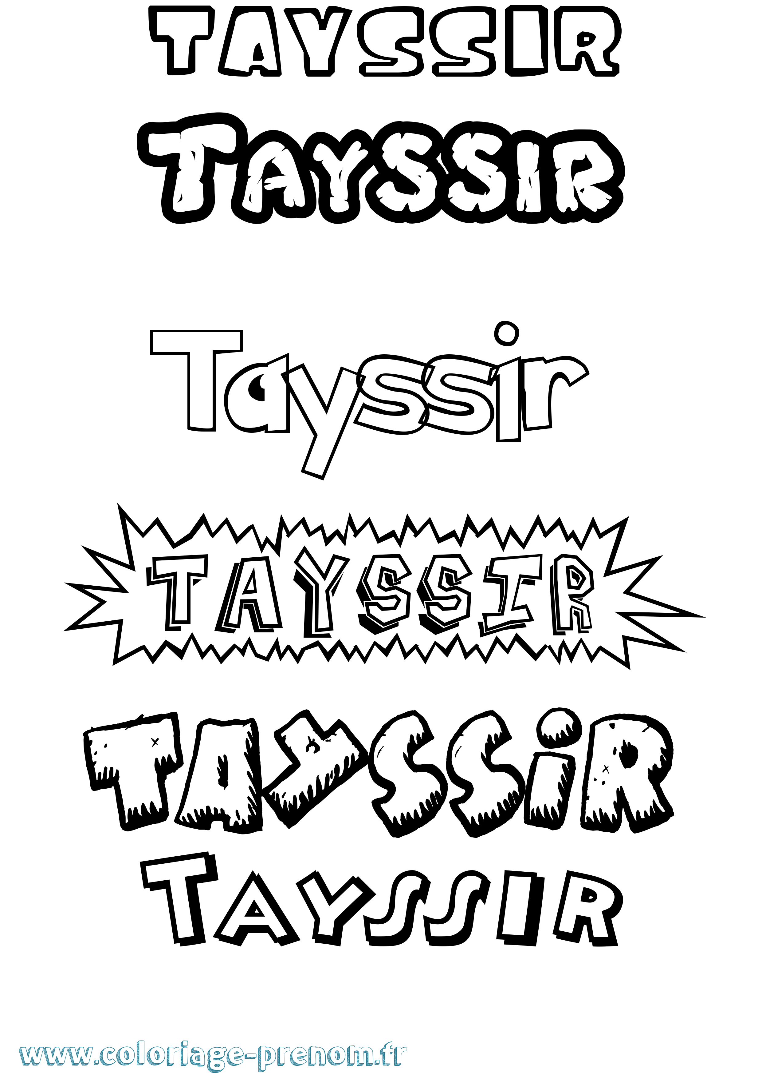 Coloriage prénom Tayssir Dessin Animé