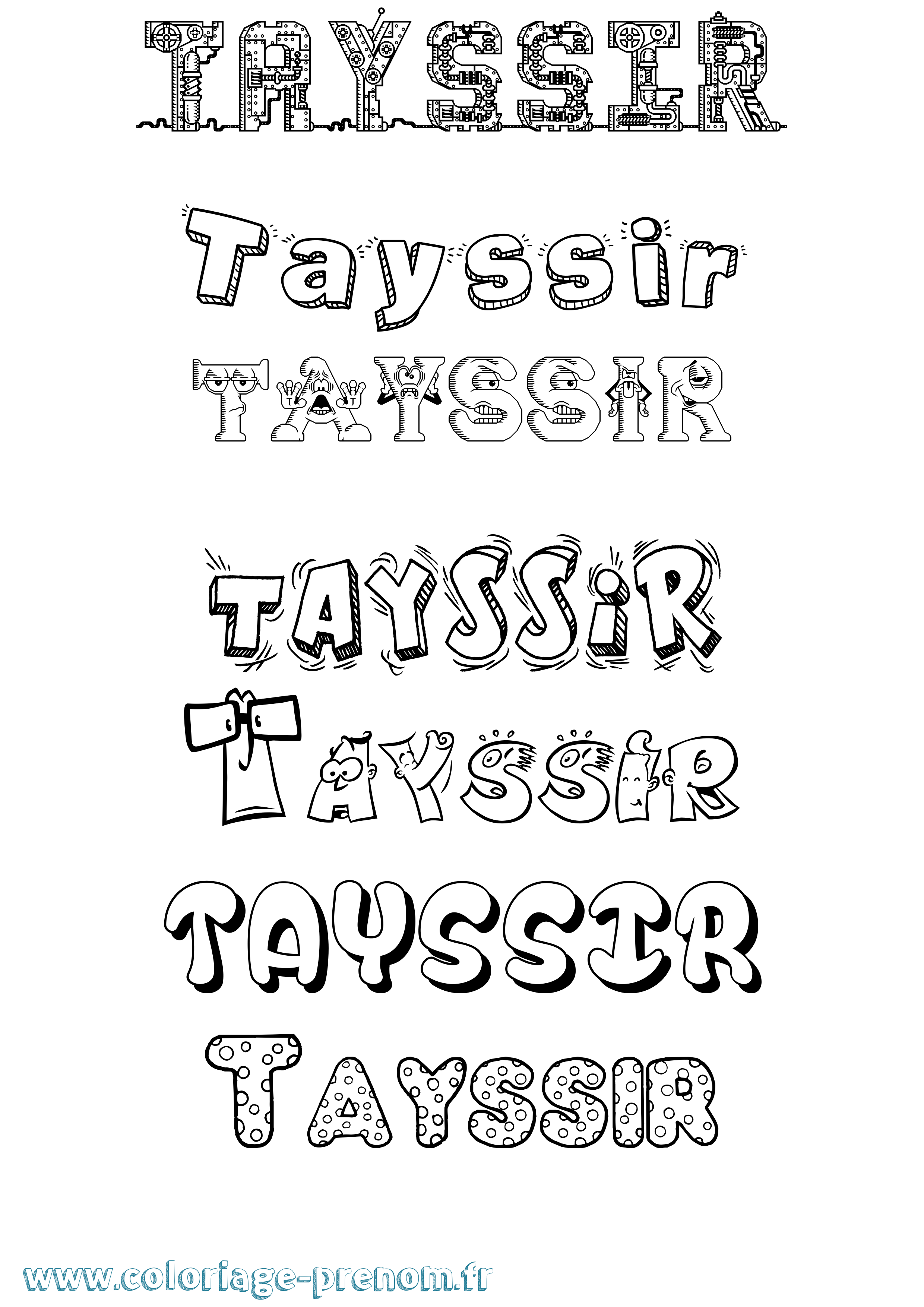 Coloriage prénom Tayssir Fun