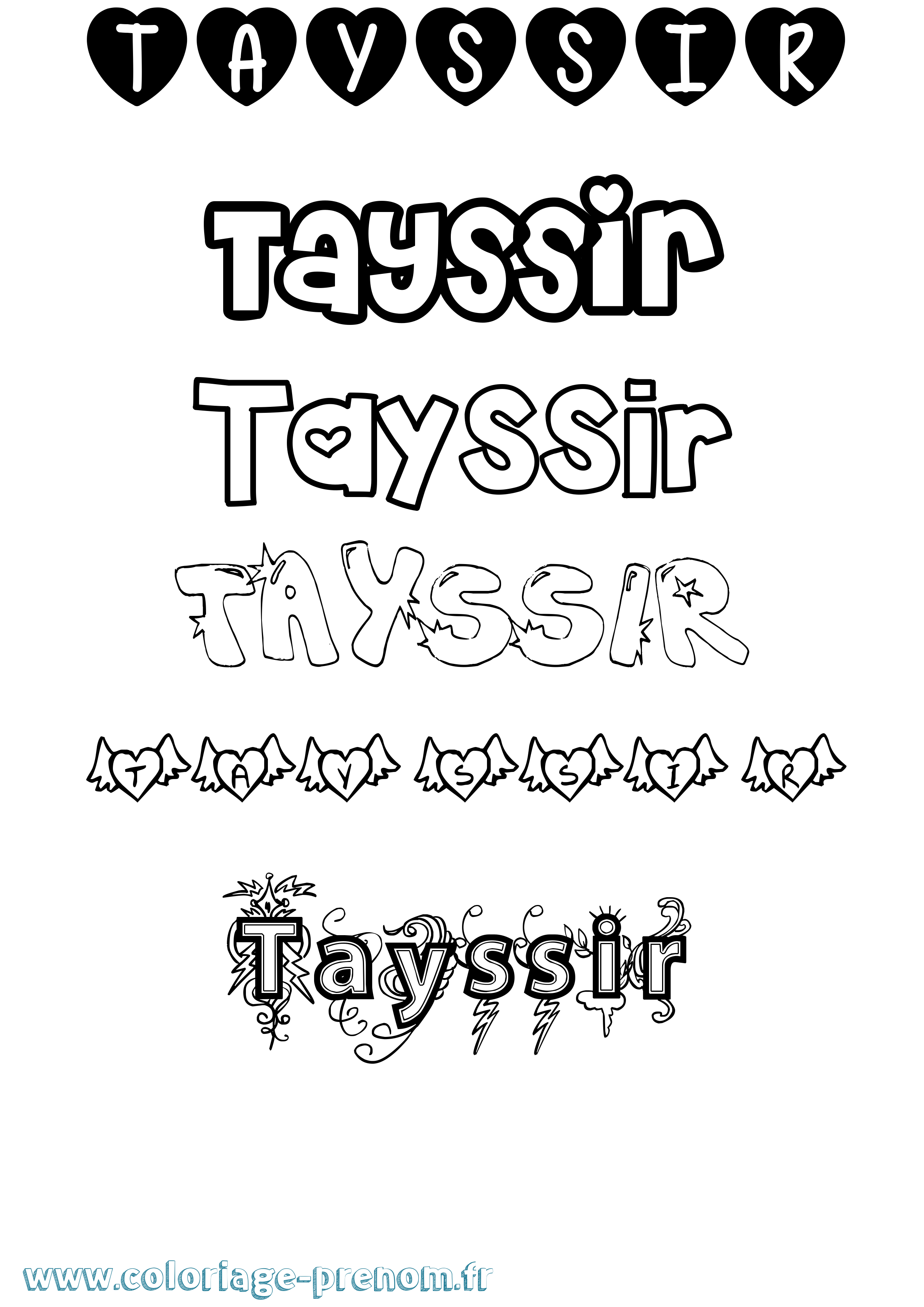 Coloriage prénom Tayssir Girly