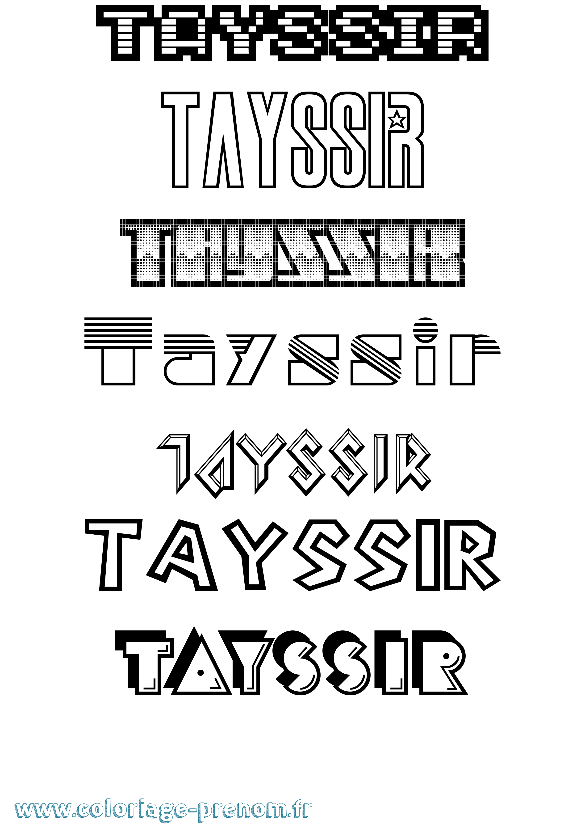 Coloriage prénom Tayssir Jeux Vidéos