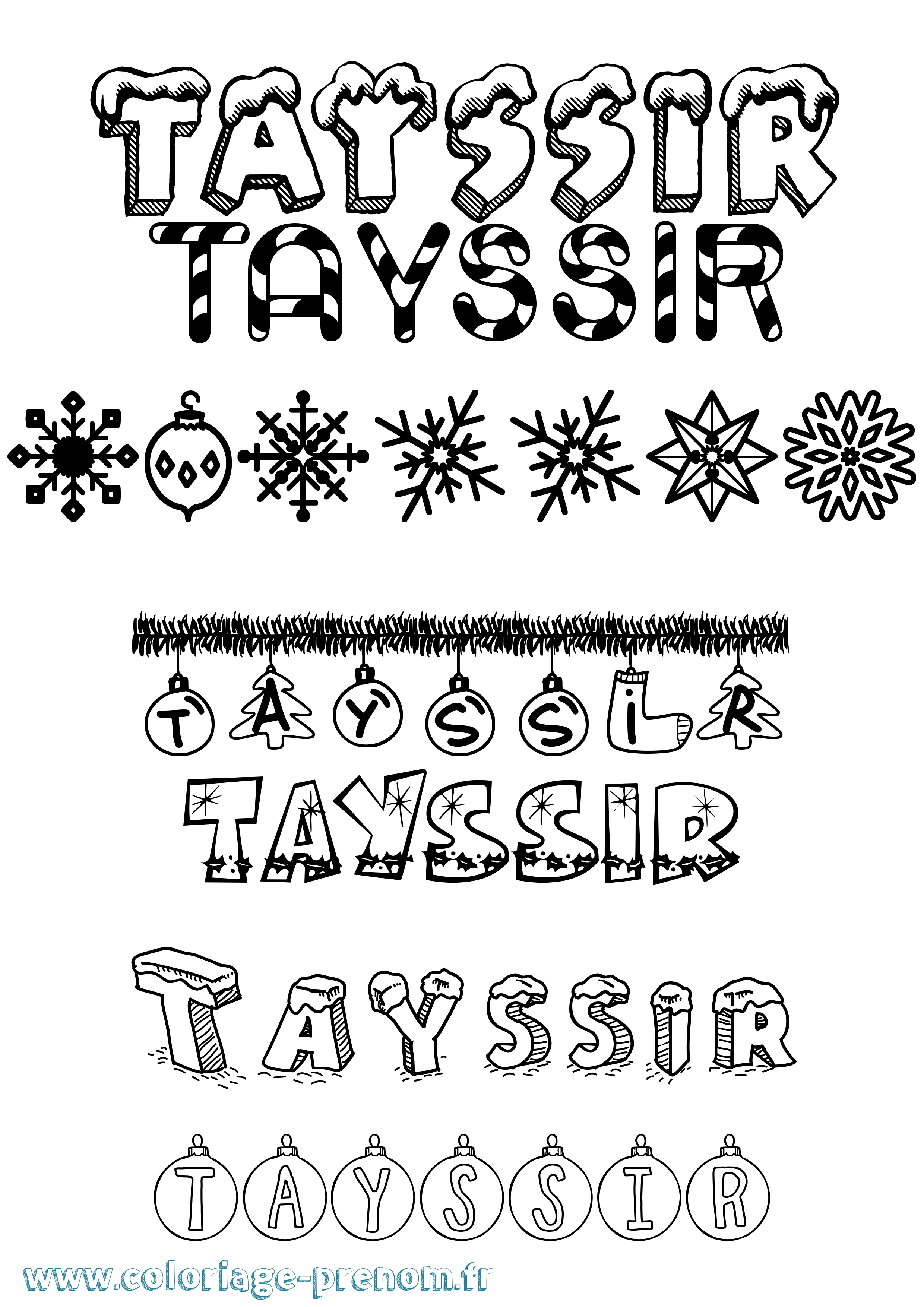 Coloriage prénom Tayssir Noël