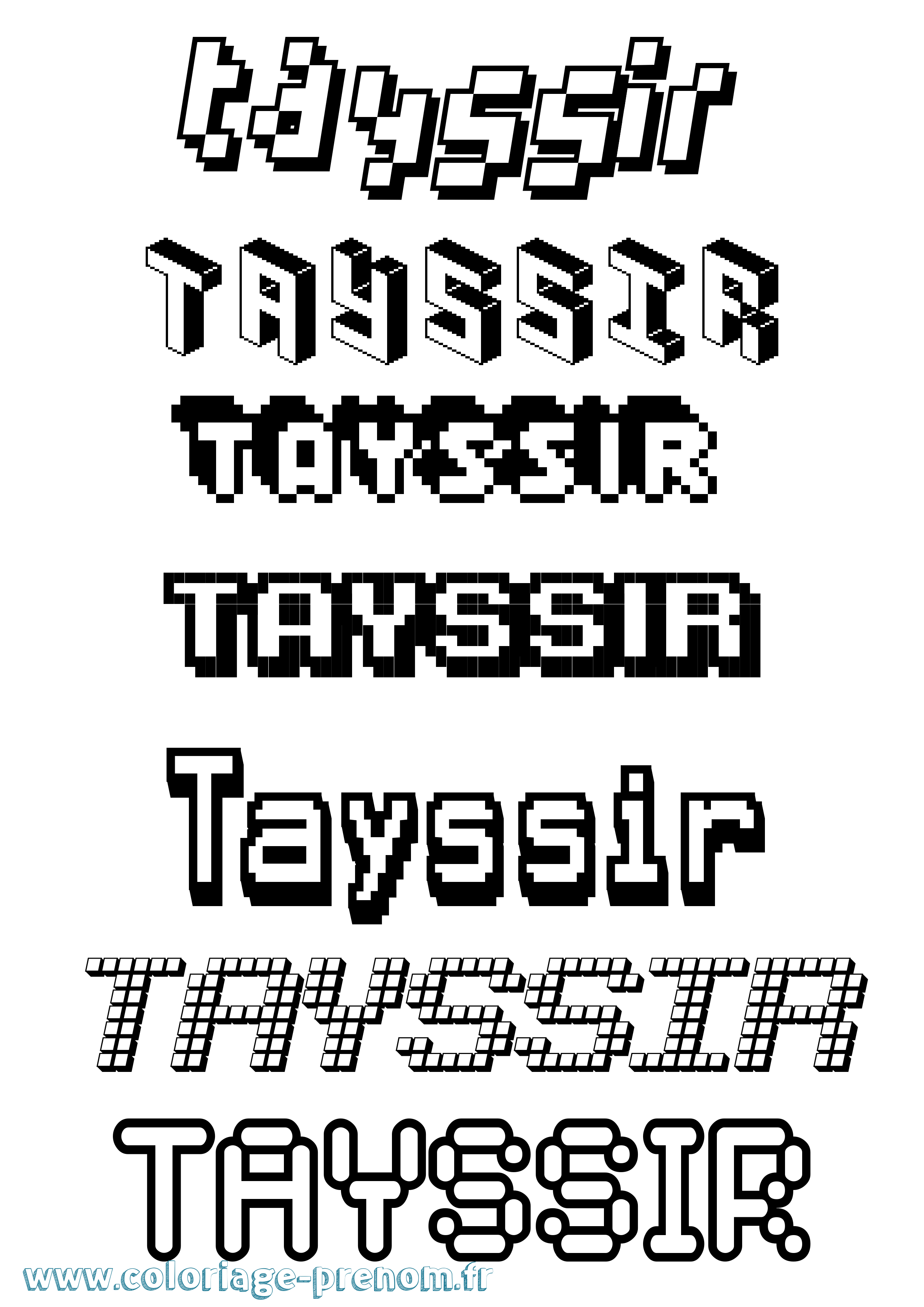 Coloriage prénom Tayssir Pixel
