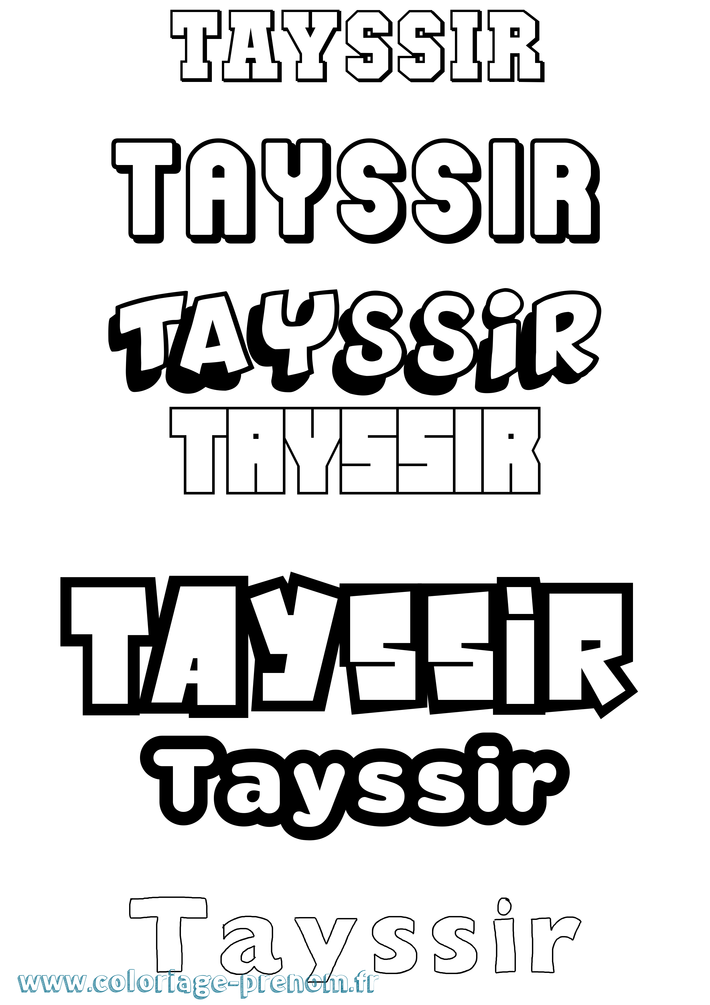 Coloriage prénom Tayssir Simple