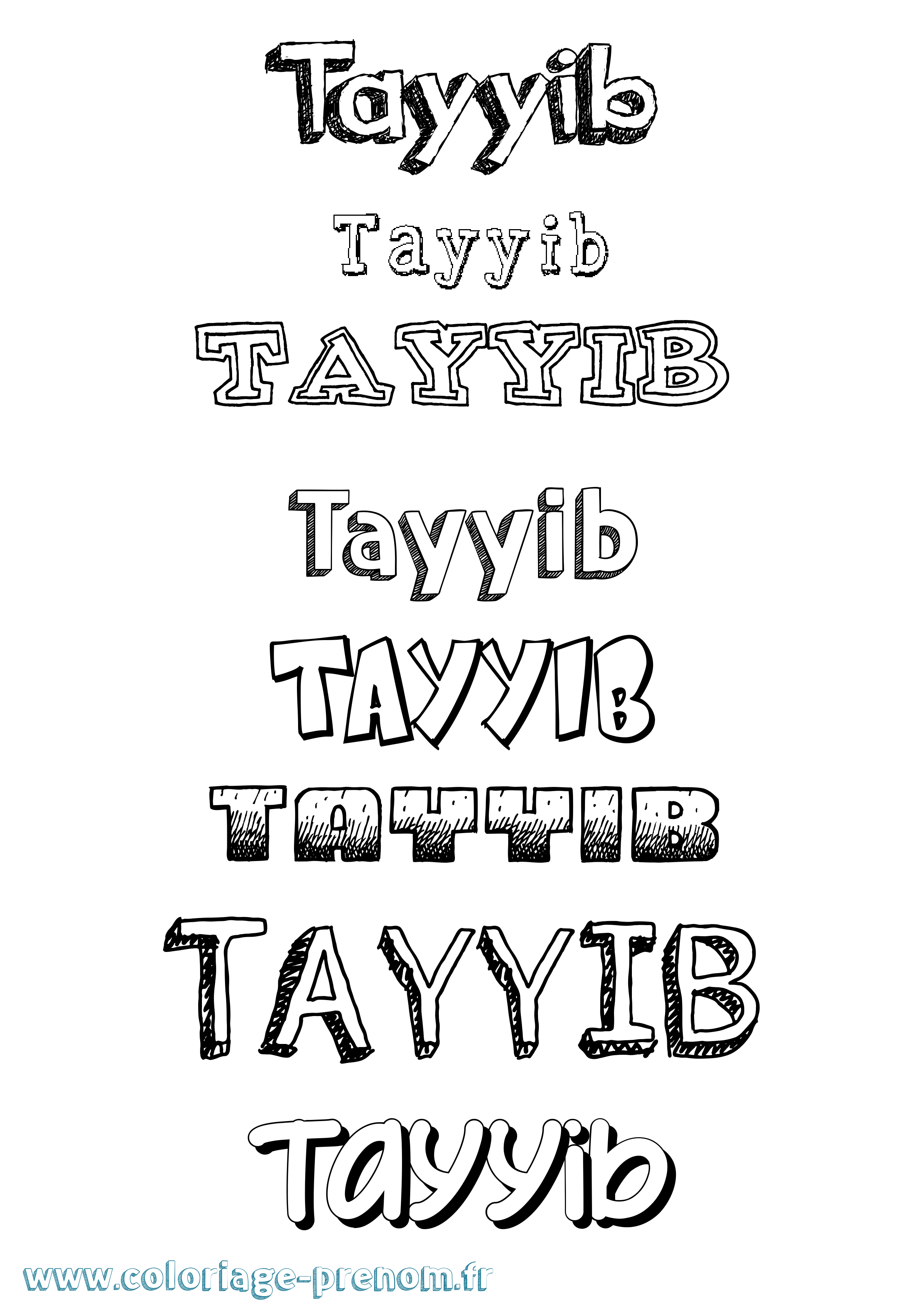 Coloriage prénom Tayyib Dessiné