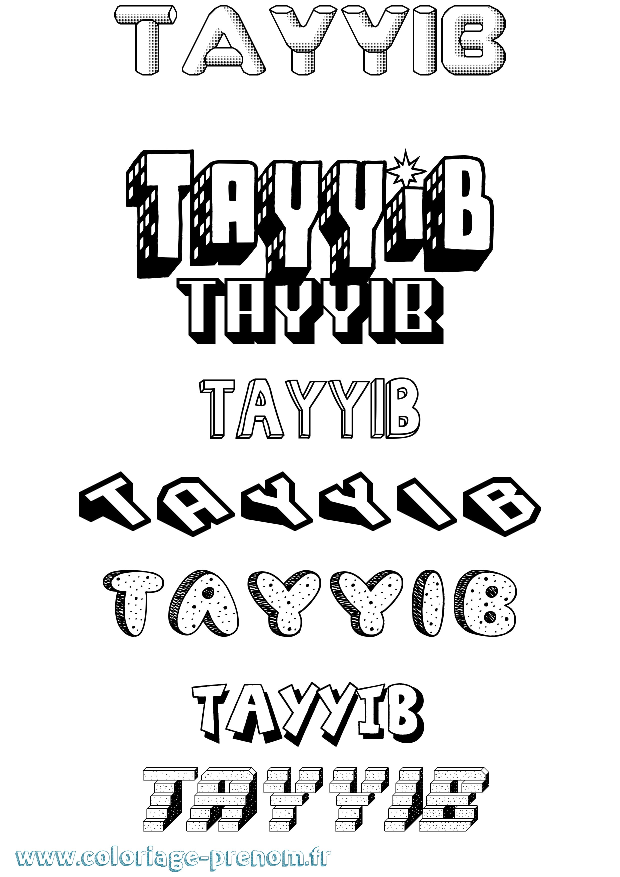 Coloriage prénom Tayyib Effet 3D
