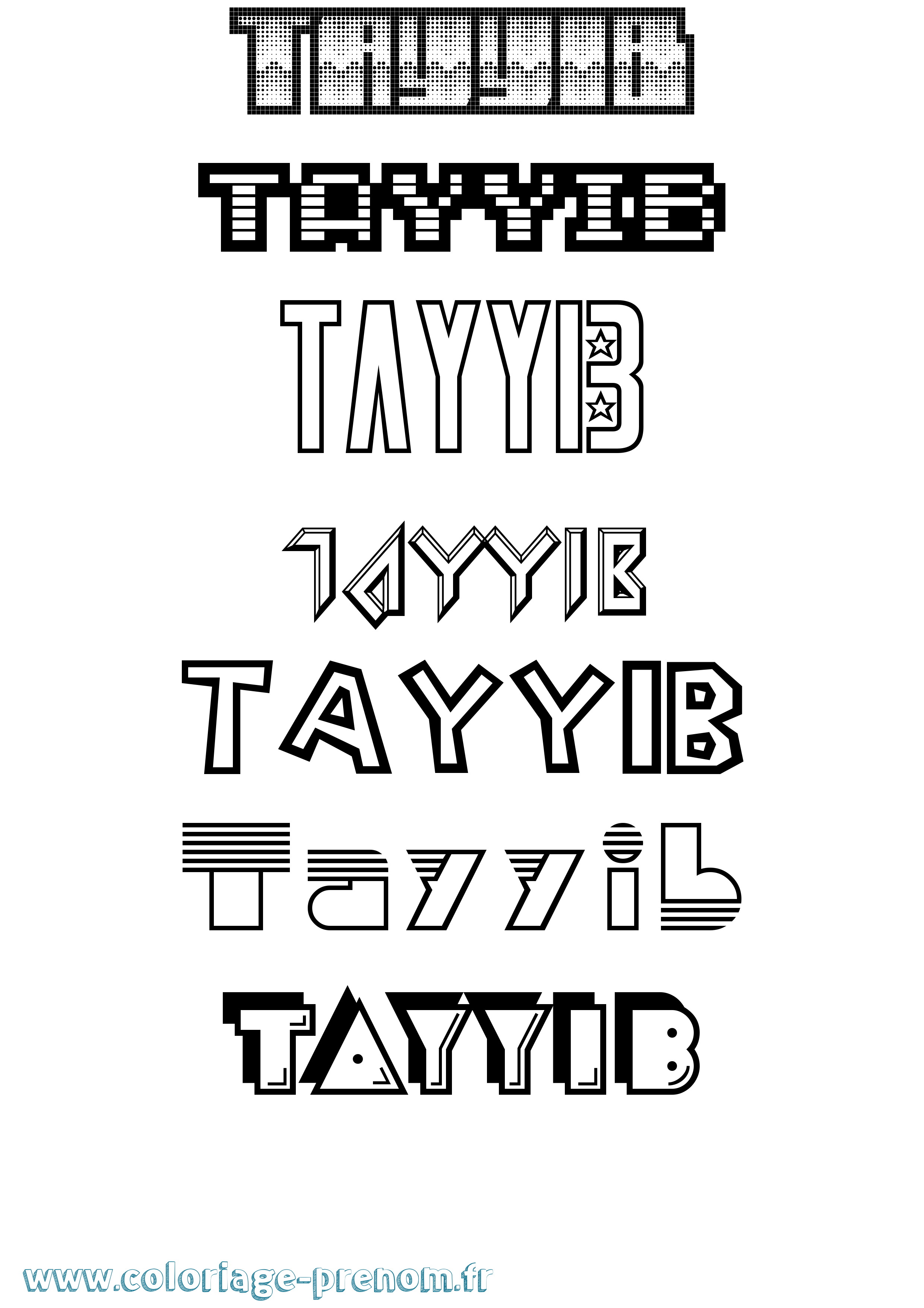 Coloriage prénom Tayyib Jeux Vidéos