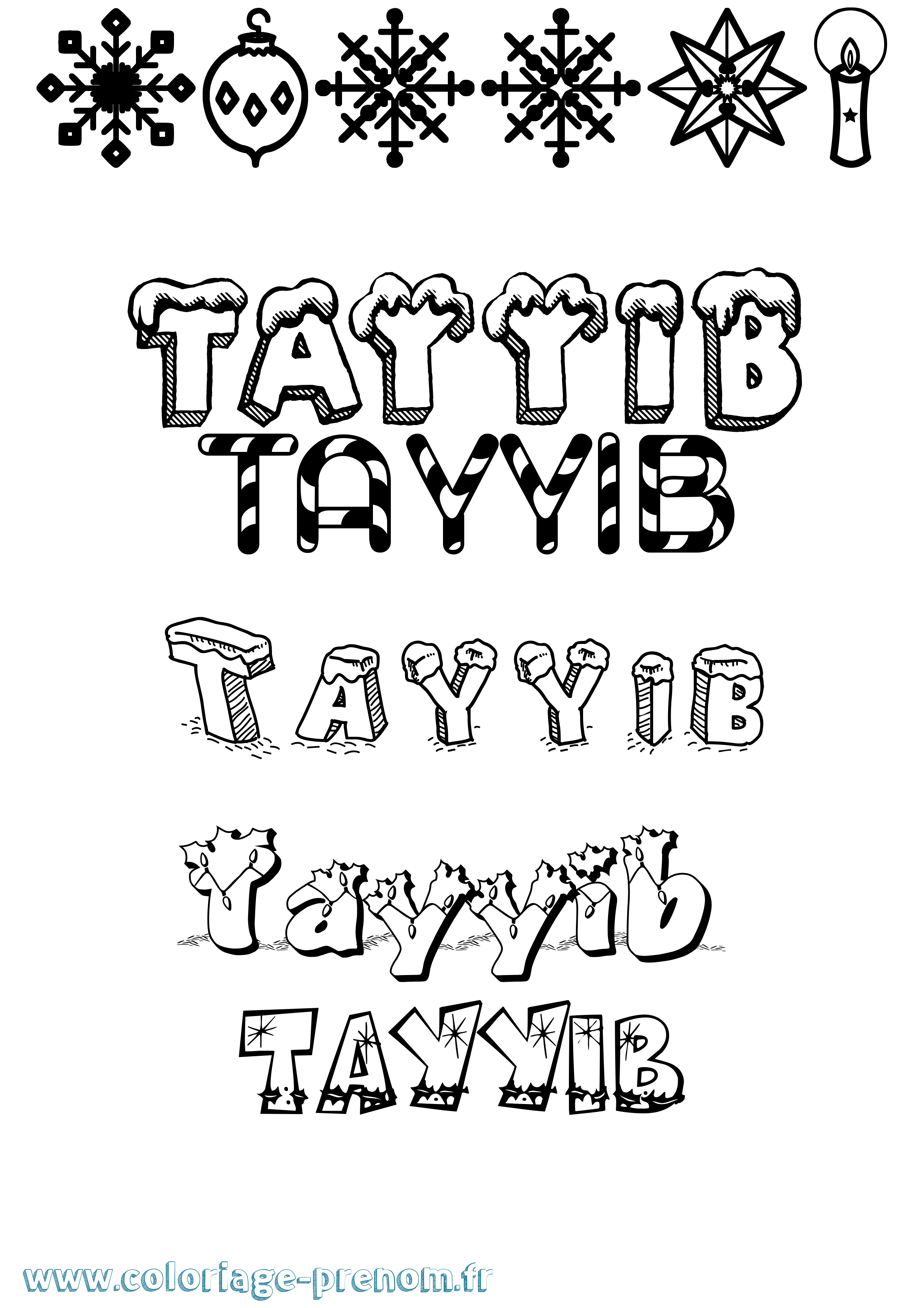 Coloriage prénom Tayyib Noël