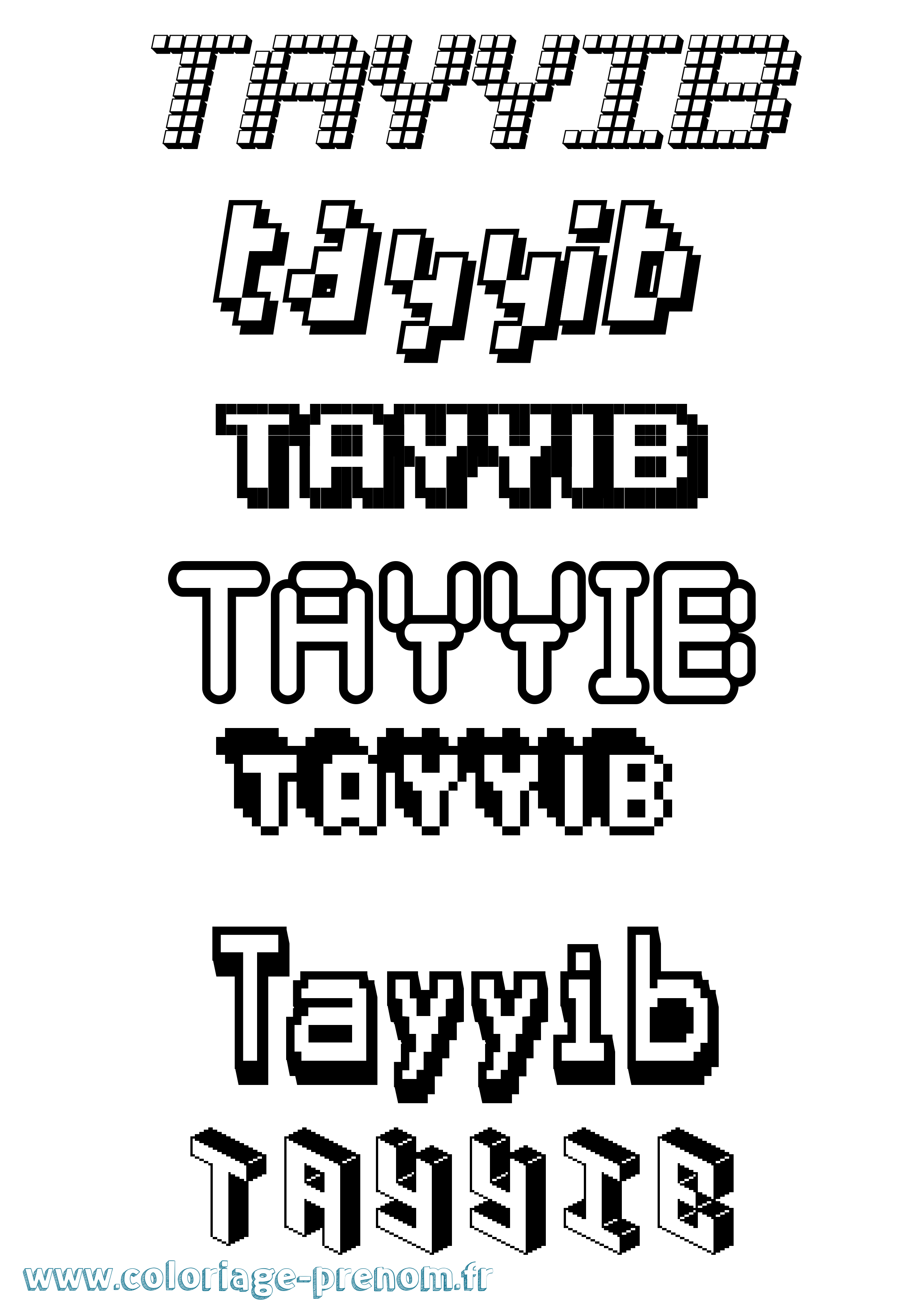 Coloriage prénom Tayyib Pixel