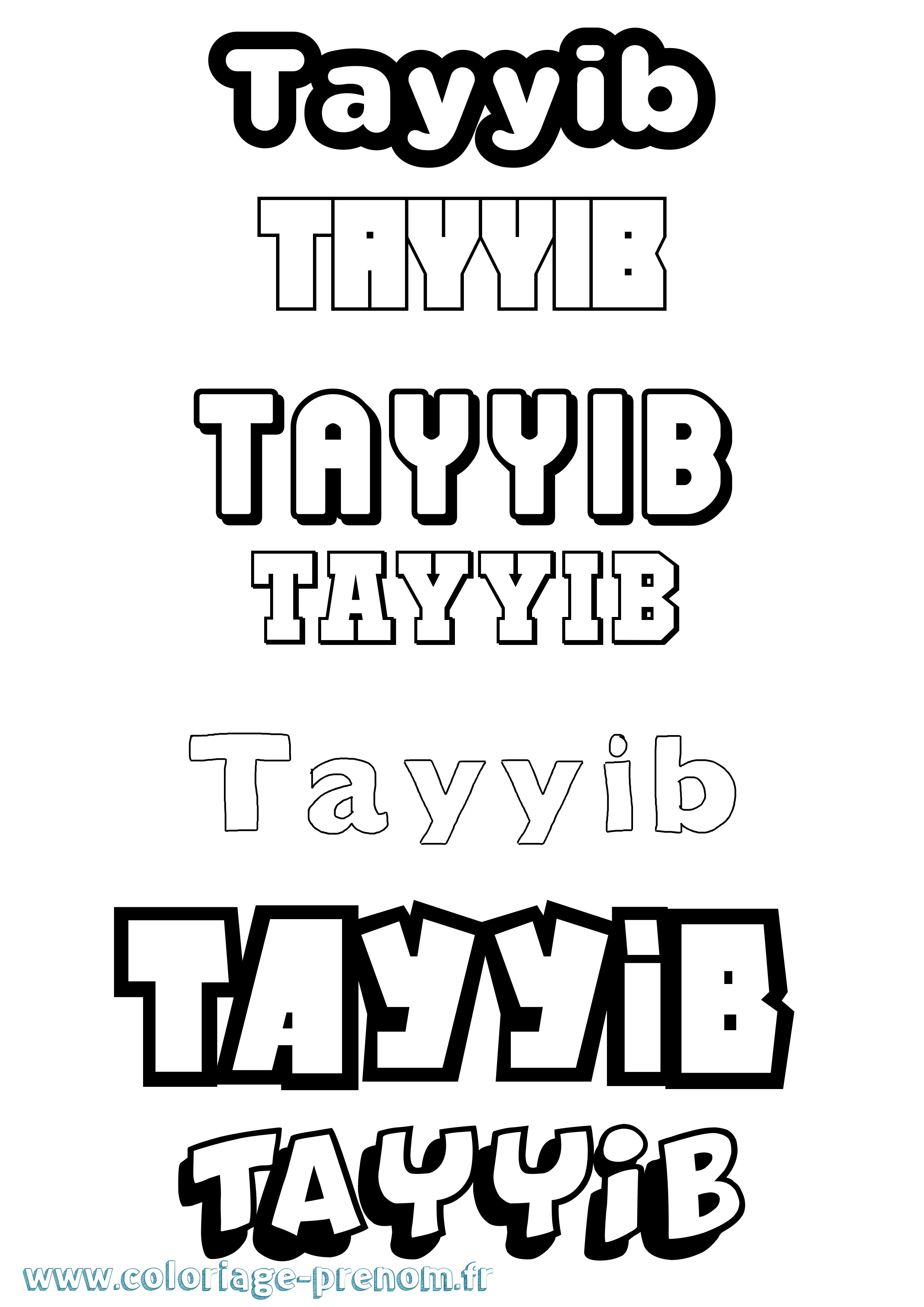 Coloriage prénom Tayyib Simple