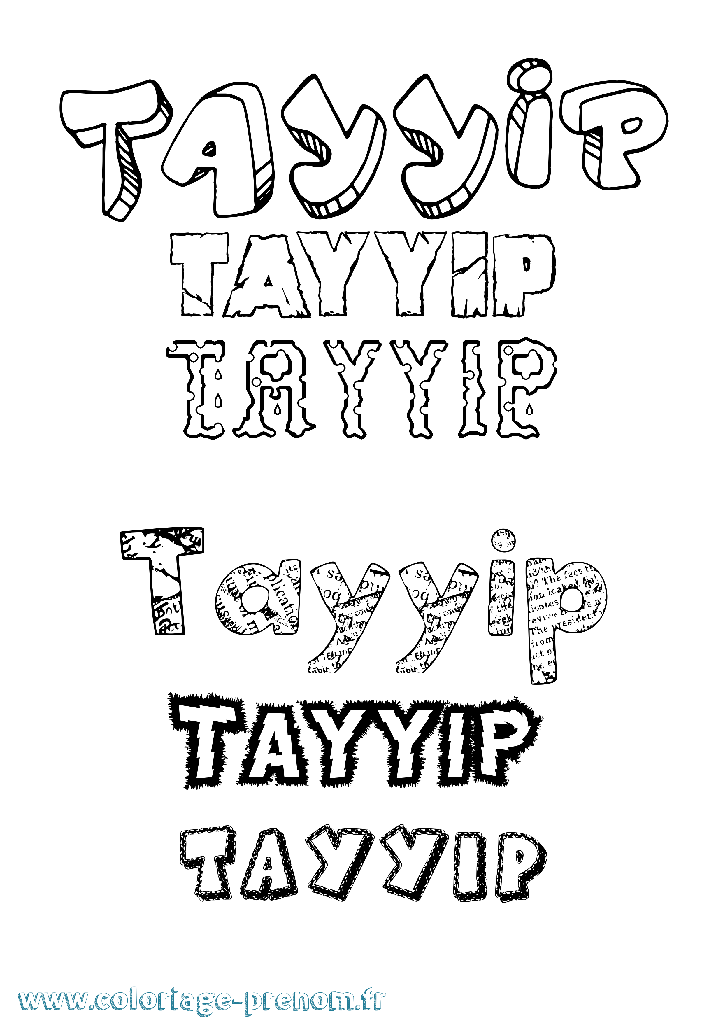 Coloriage prénom Tayyip Destructuré