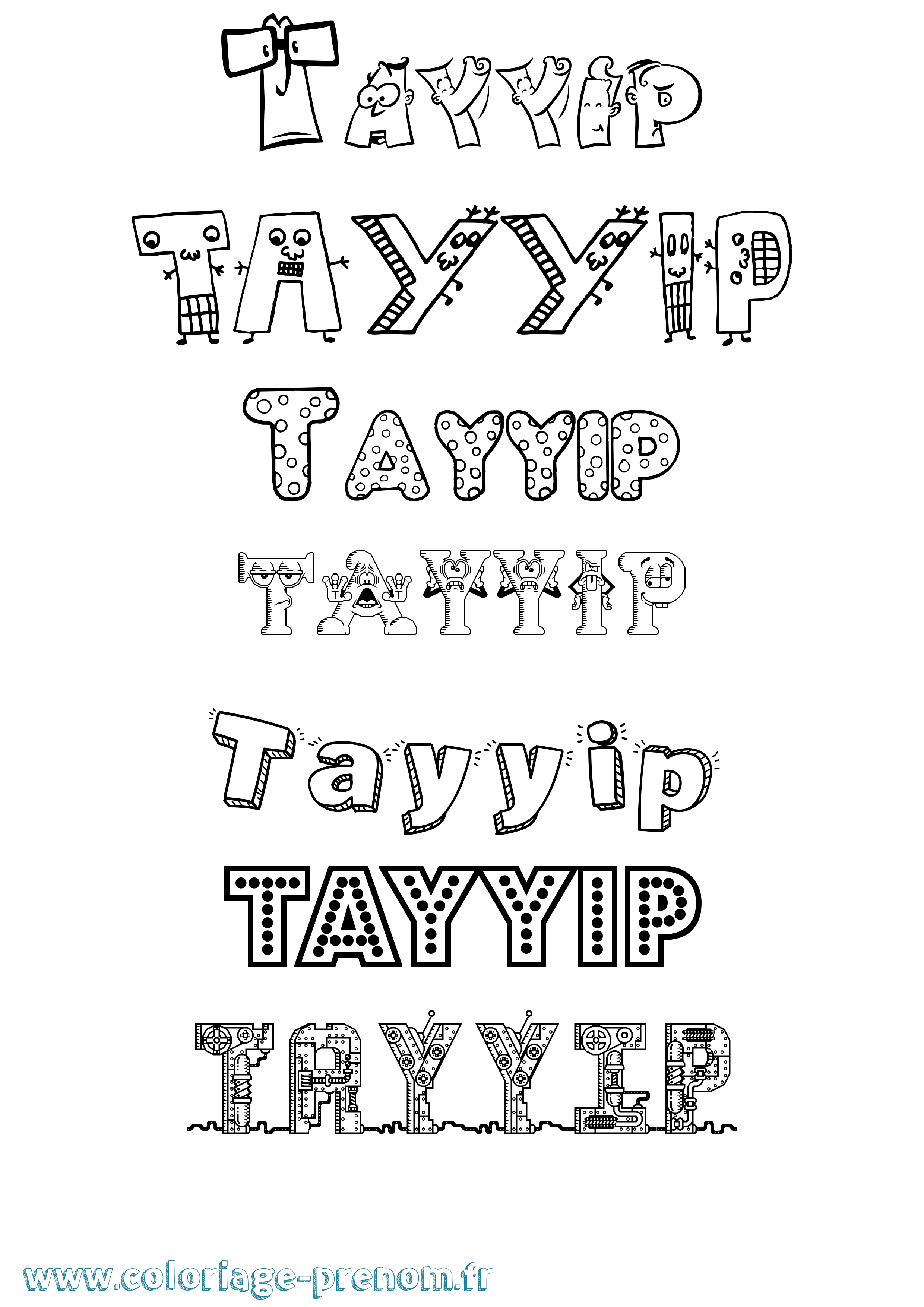 Coloriage prénom Tayyip Fun