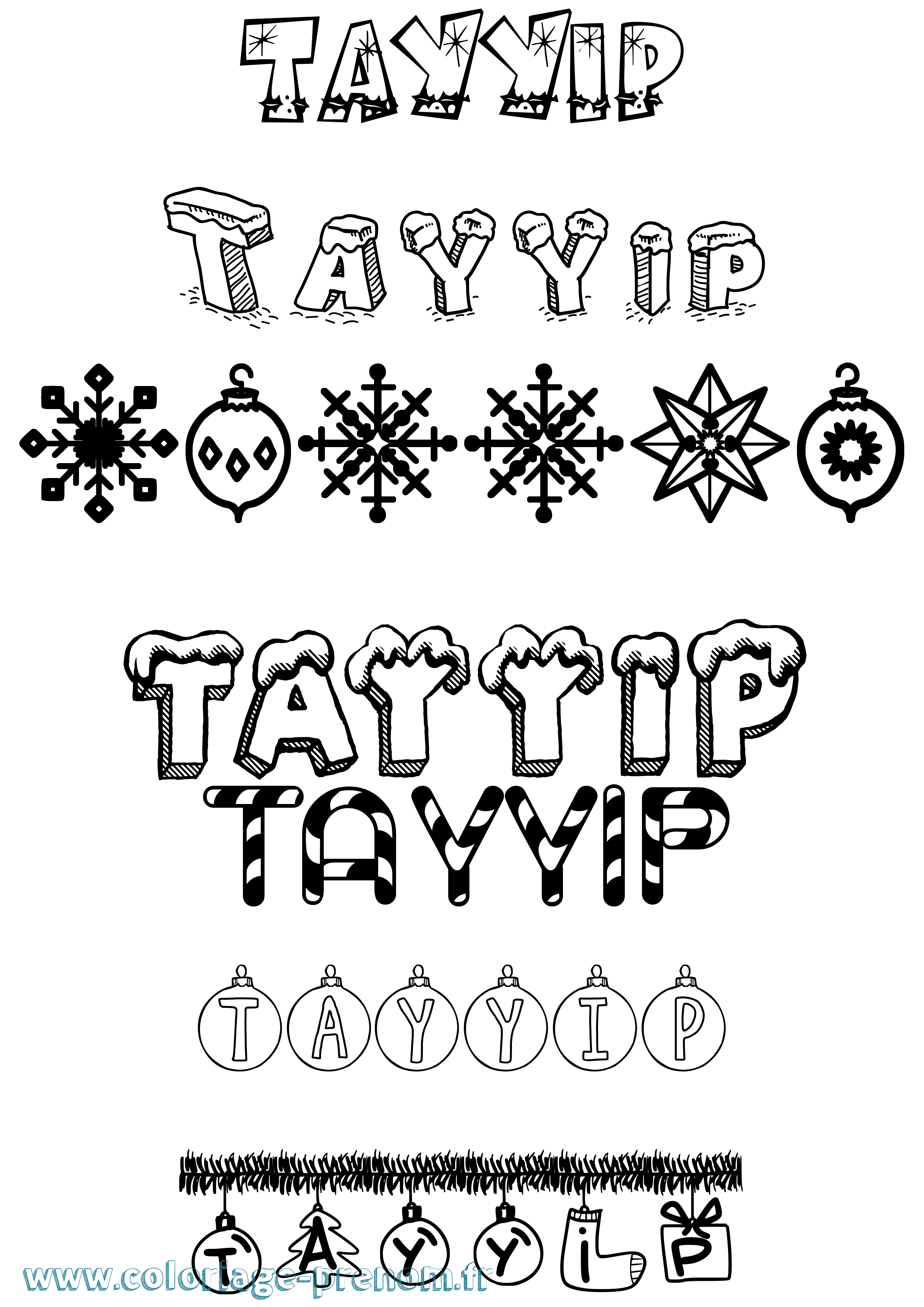 Coloriage prénom Tayyip Noël
