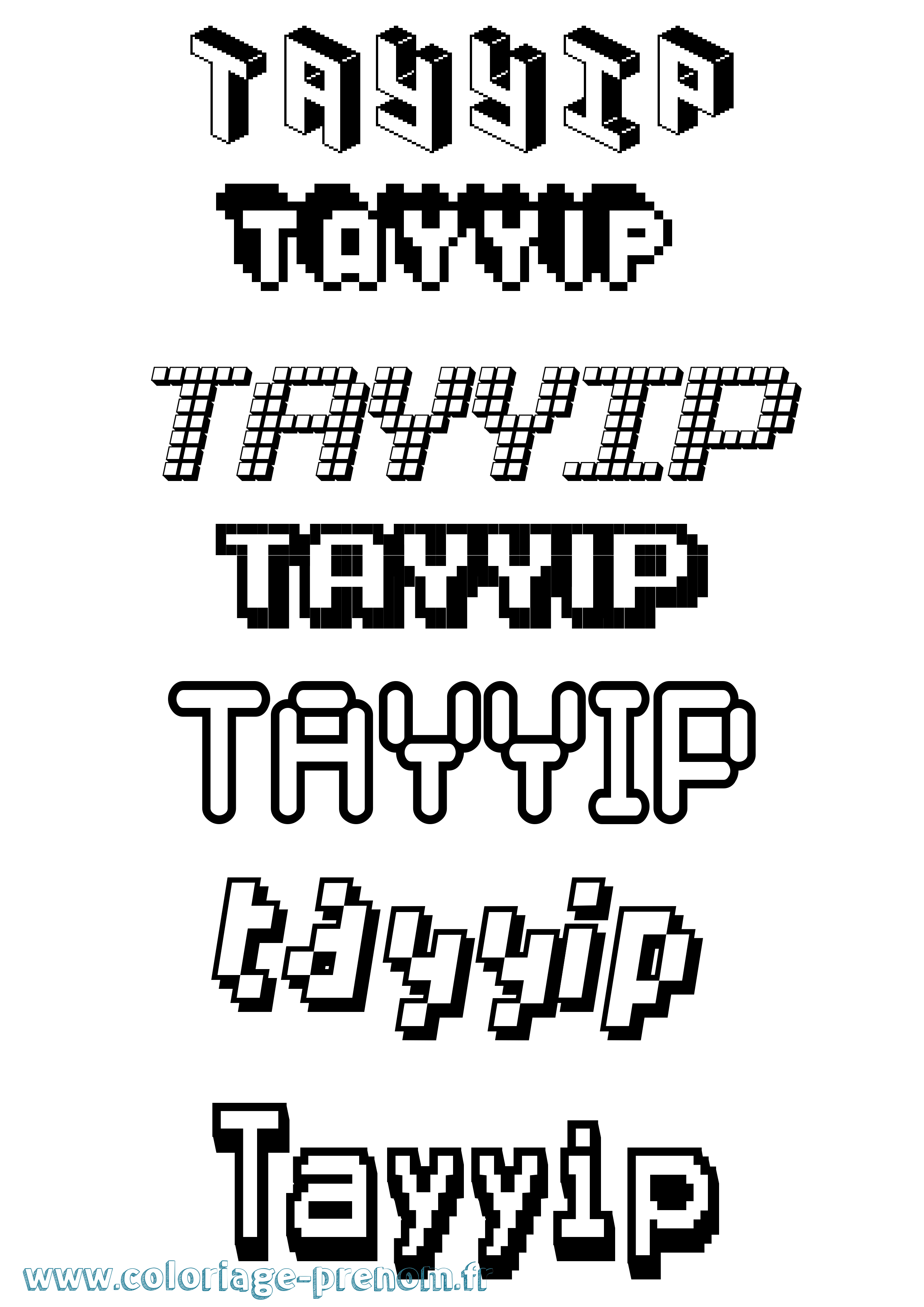Coloriage prénom Tayyip Pixel