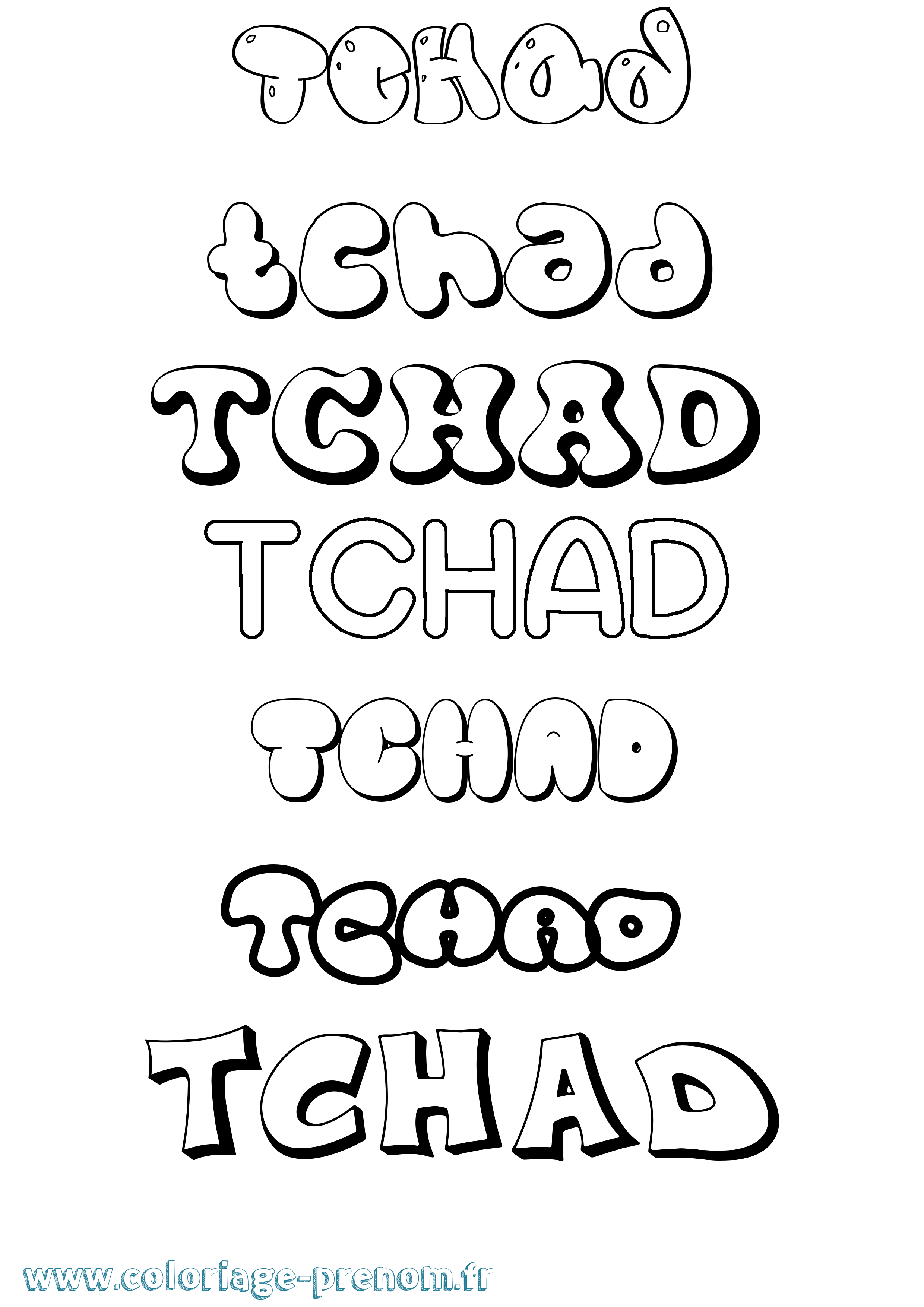 Coloriage prénom Tchad Bubble