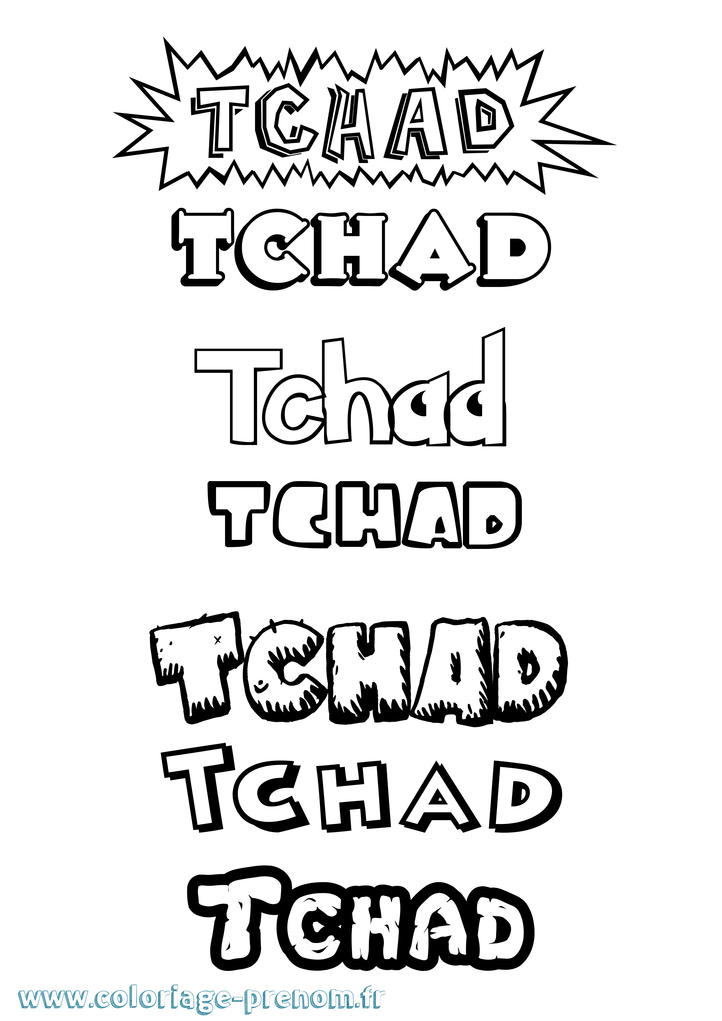Coloriage prénom Tchad Dessin Animé