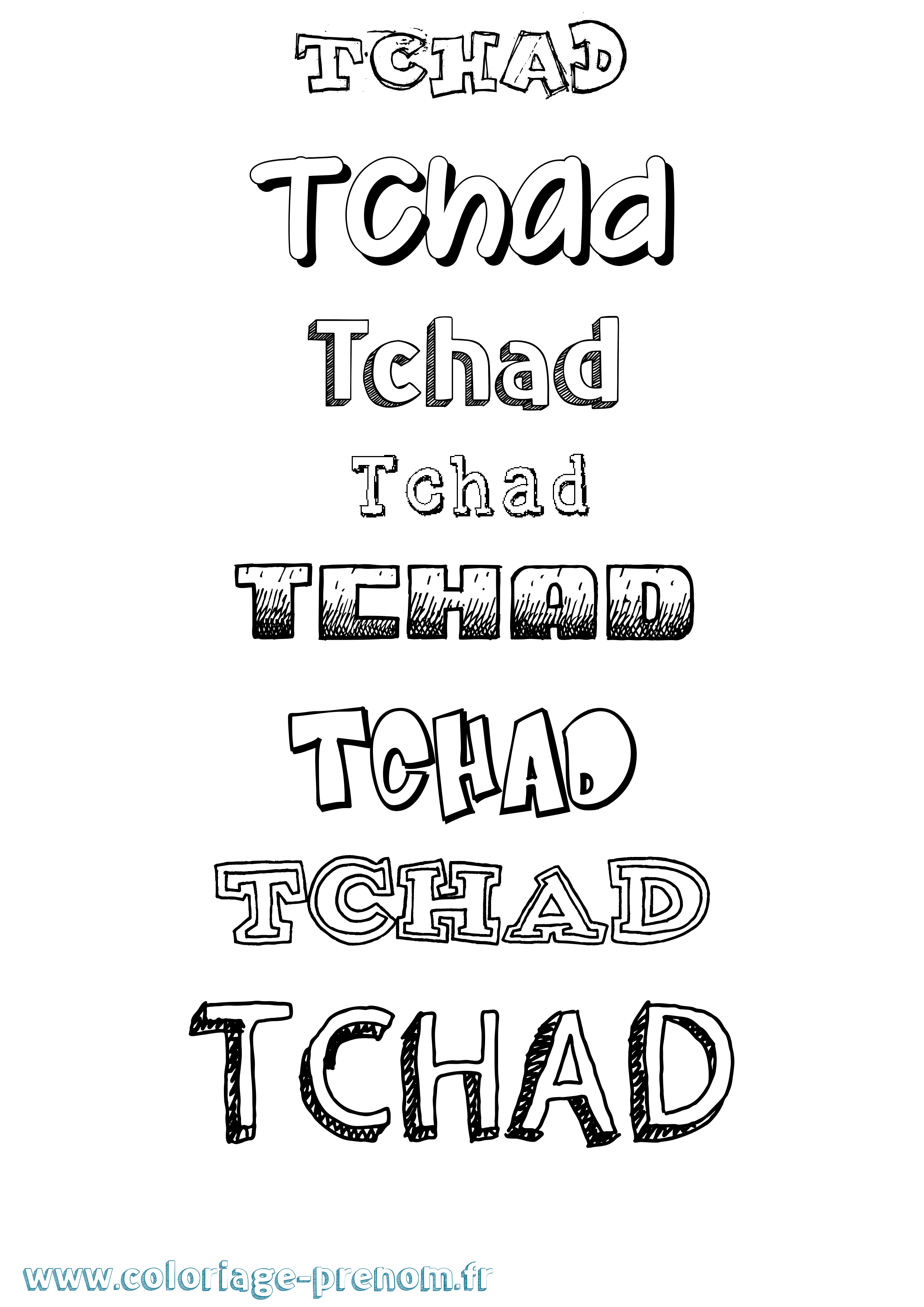 Coloriage prénom Tchad Dessiné