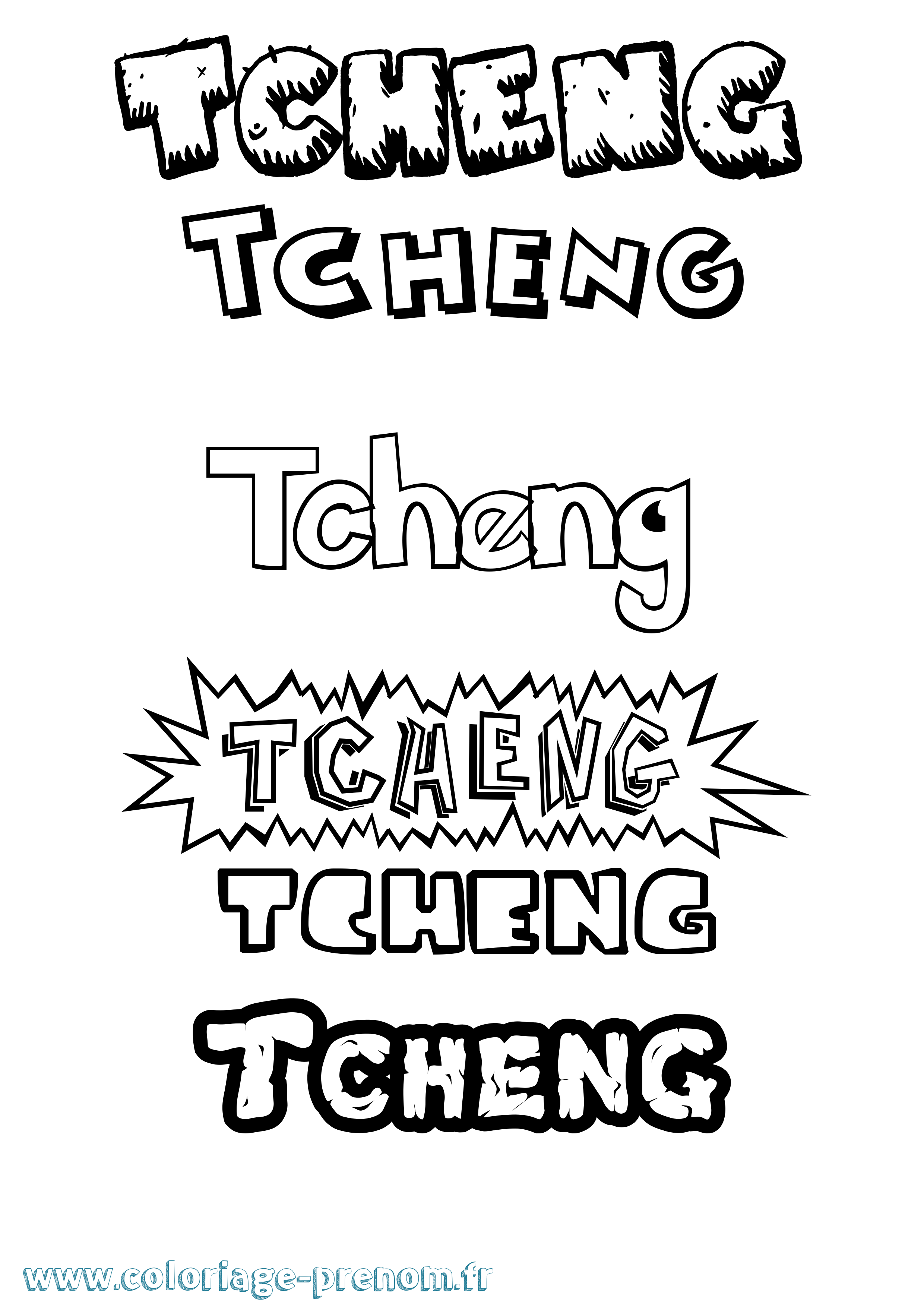 Coloriage prénom Tcheng Dessin Animé