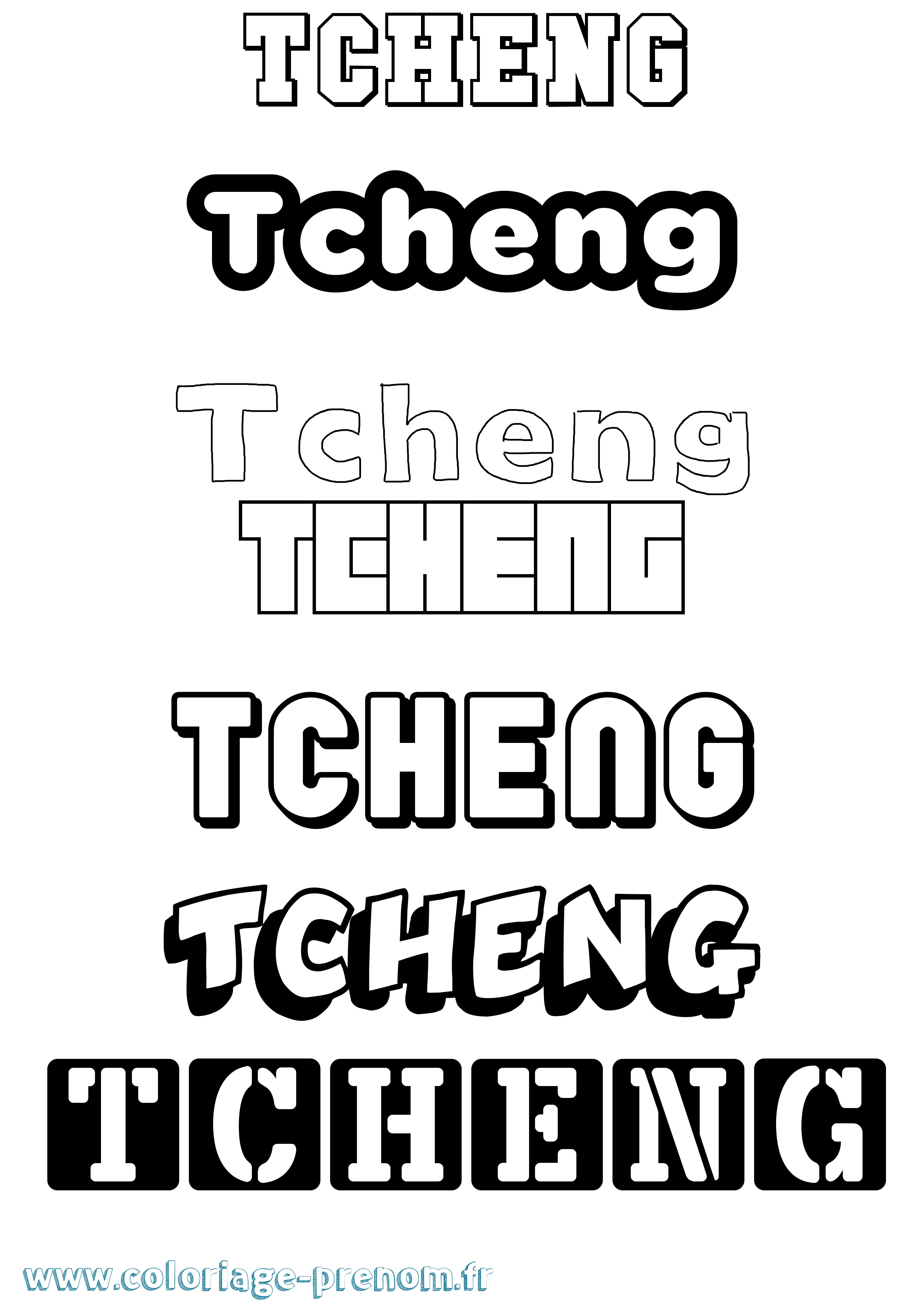 Coloriage prénom Tcheng Simple