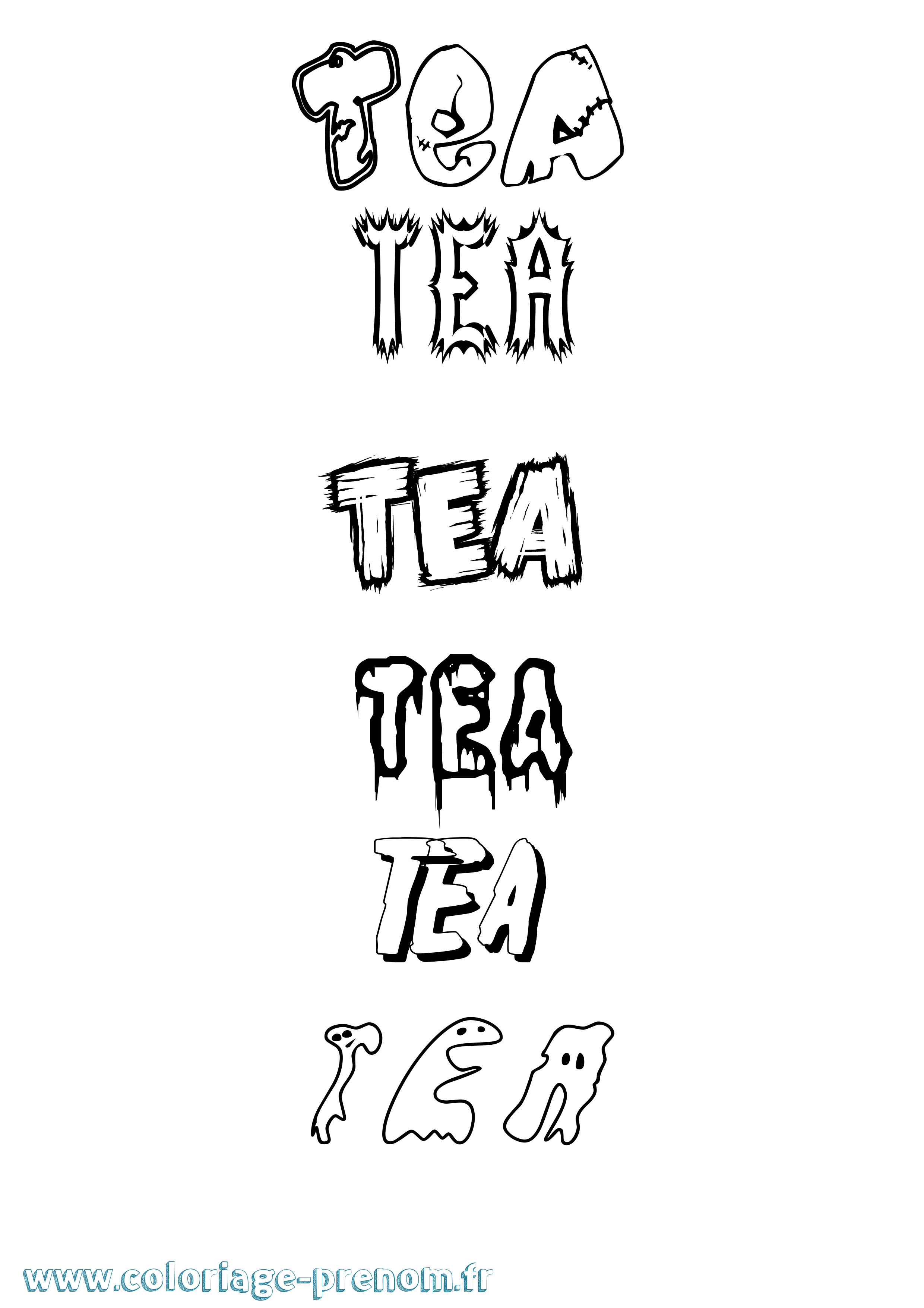 Coloriage prénom Tea Frisson