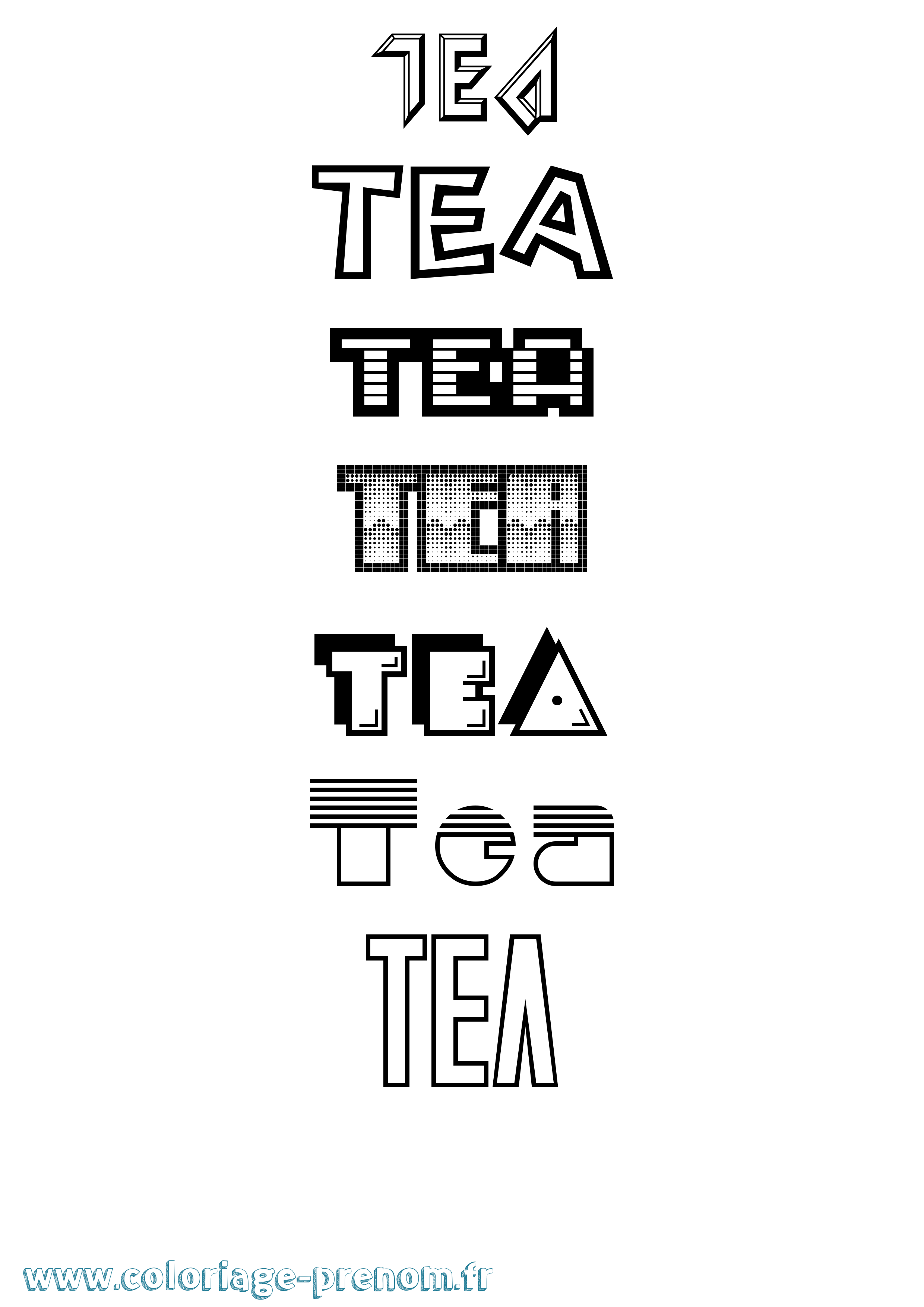 Coloriage prénom Tea Jeux Vidéos